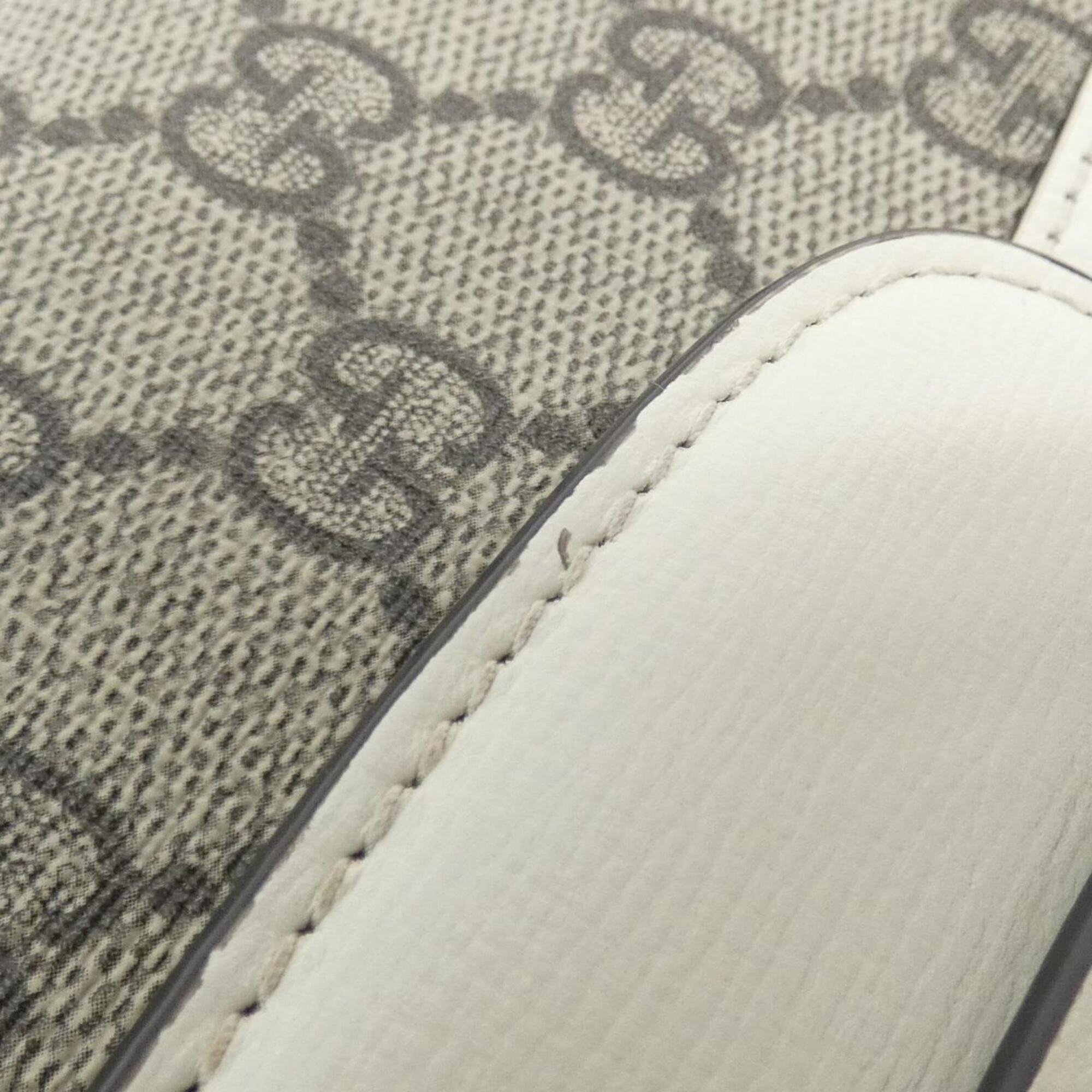 Gucci Horsebit Beige White Gg Supreme Leather Shoulder Bag (Pre-Owned)
