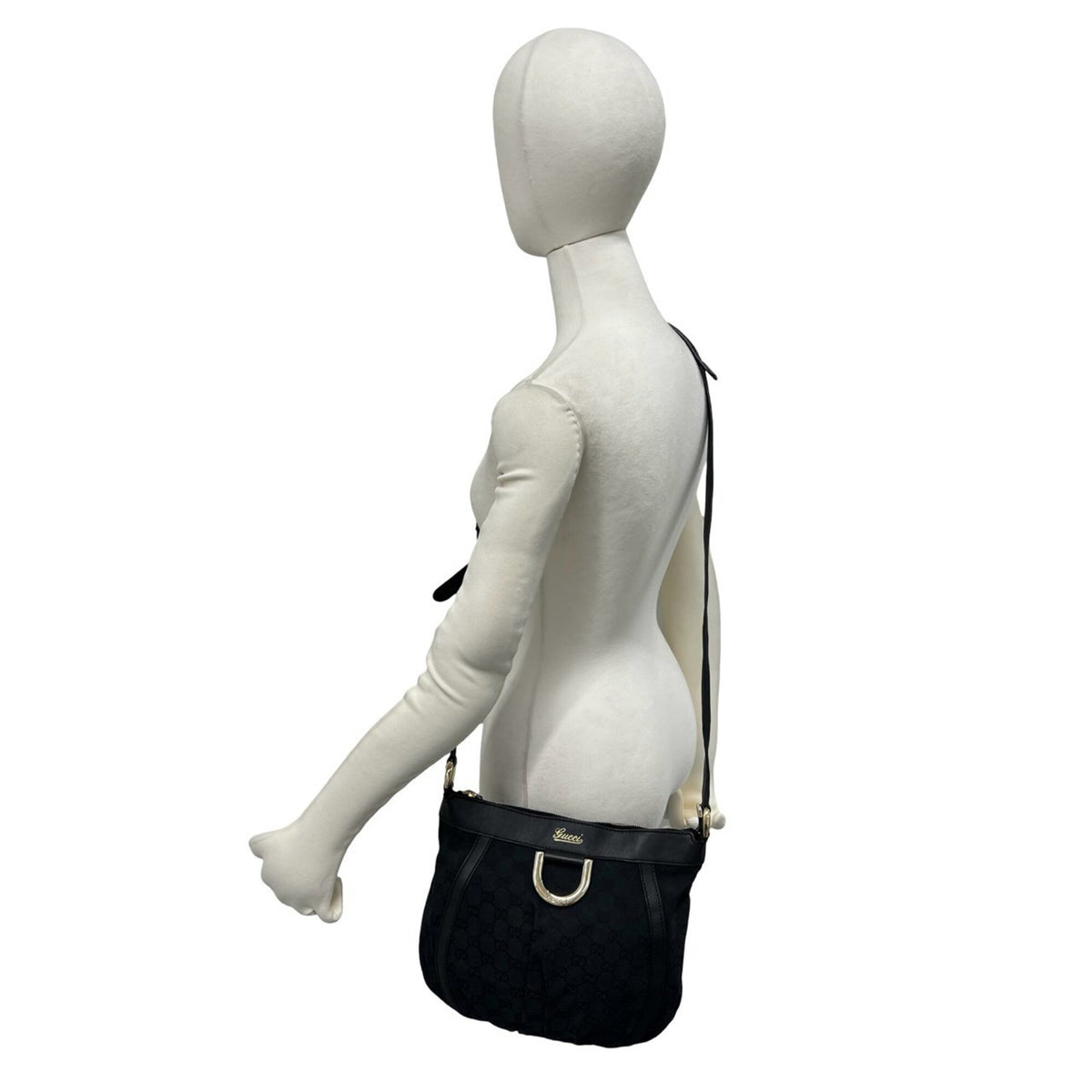 Gucci Black Canvas Leather Shoulder Bag (Pre-Owned)