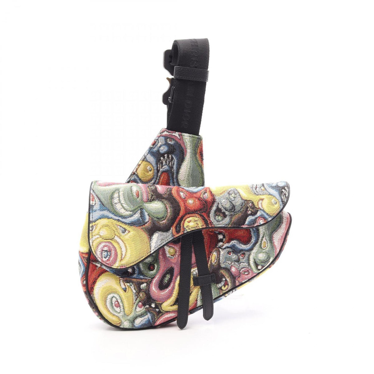 Christian Dior Black Multi-Color Canvas Leather Fanny Pack Sling Bag (Pre-Owned)