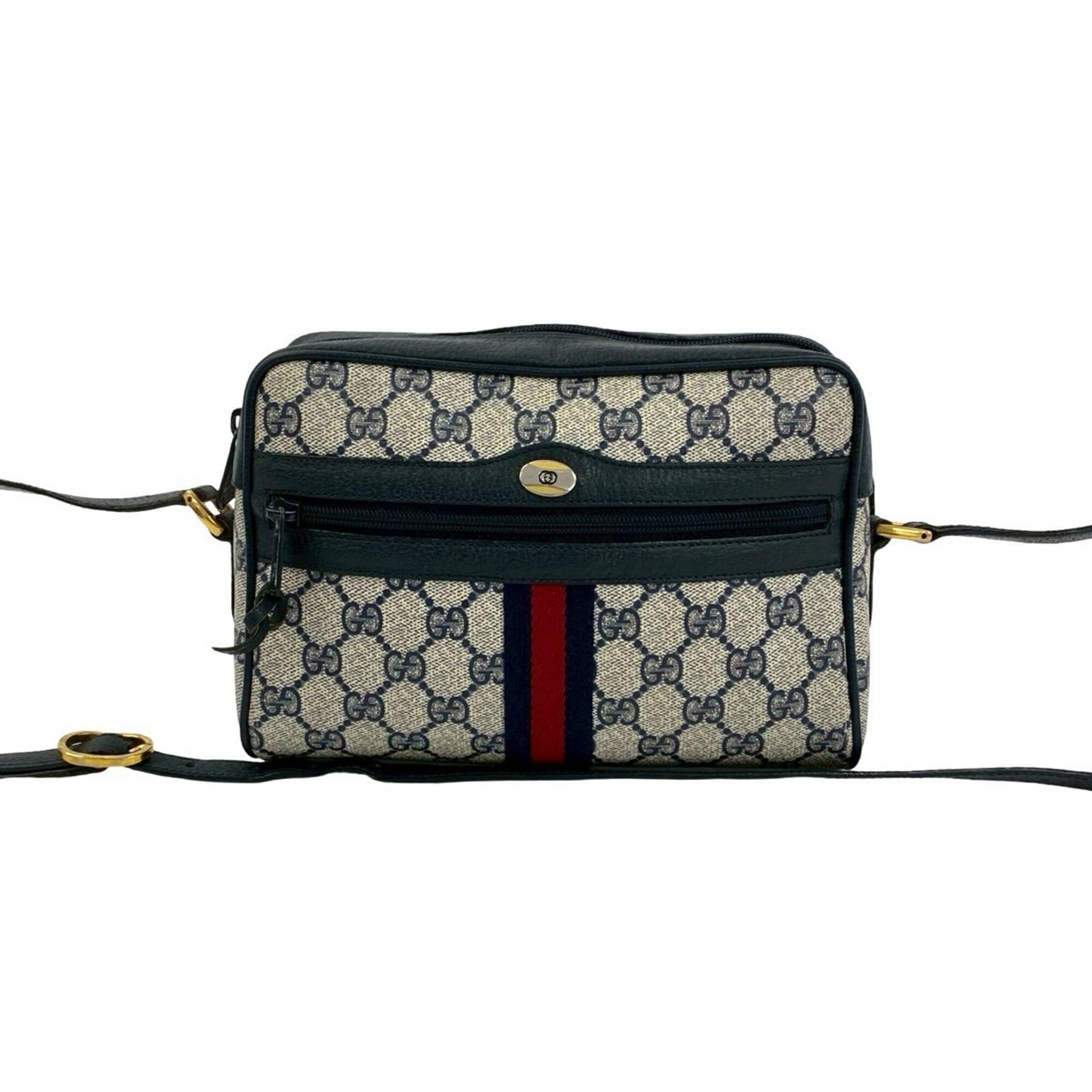 Gucci Navy Red Color Pvc Leather Shoulder Bag (Pre-Owned)