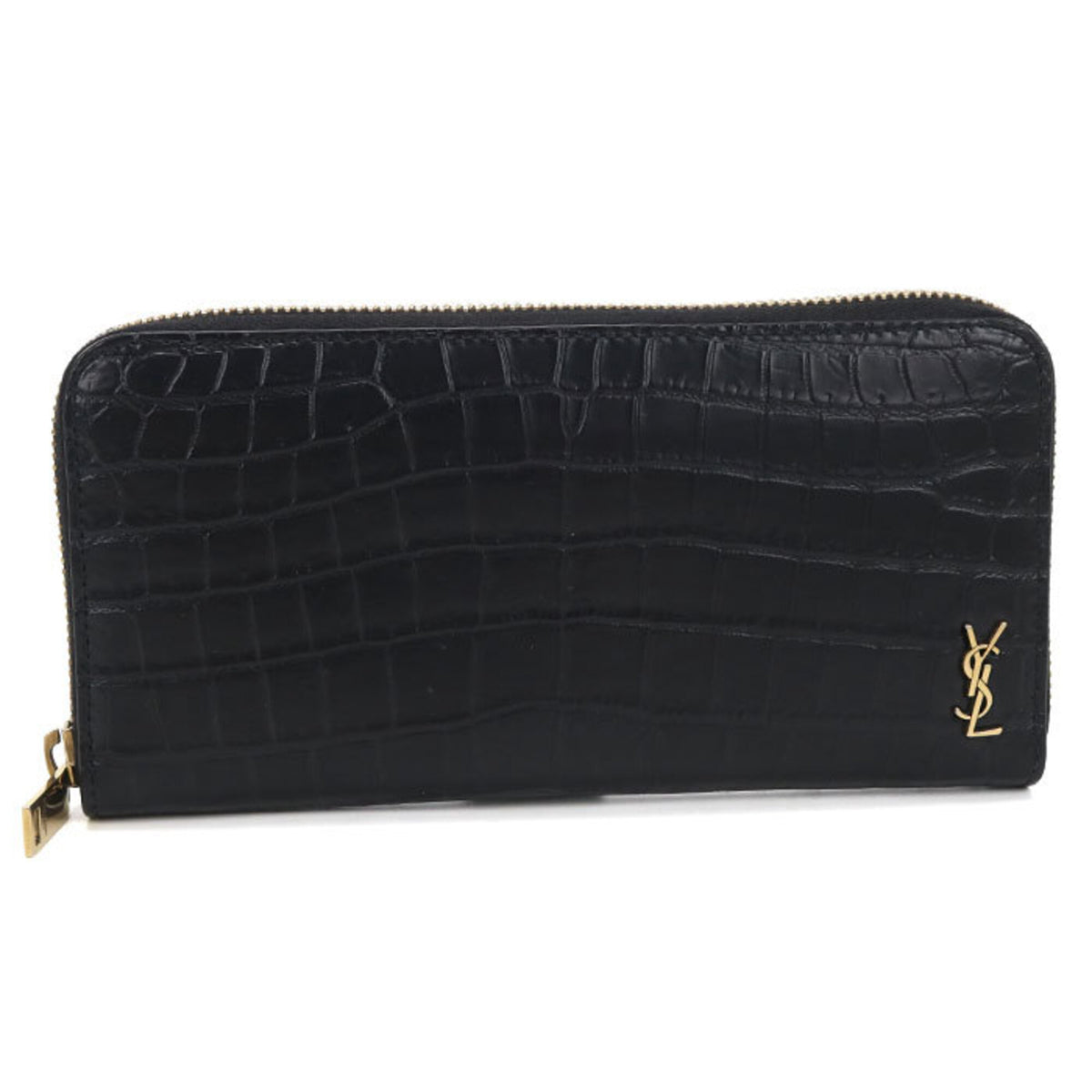 Saint Laurent Black Leather Long Wallet (Bi-Fold) (Pre-Owned)