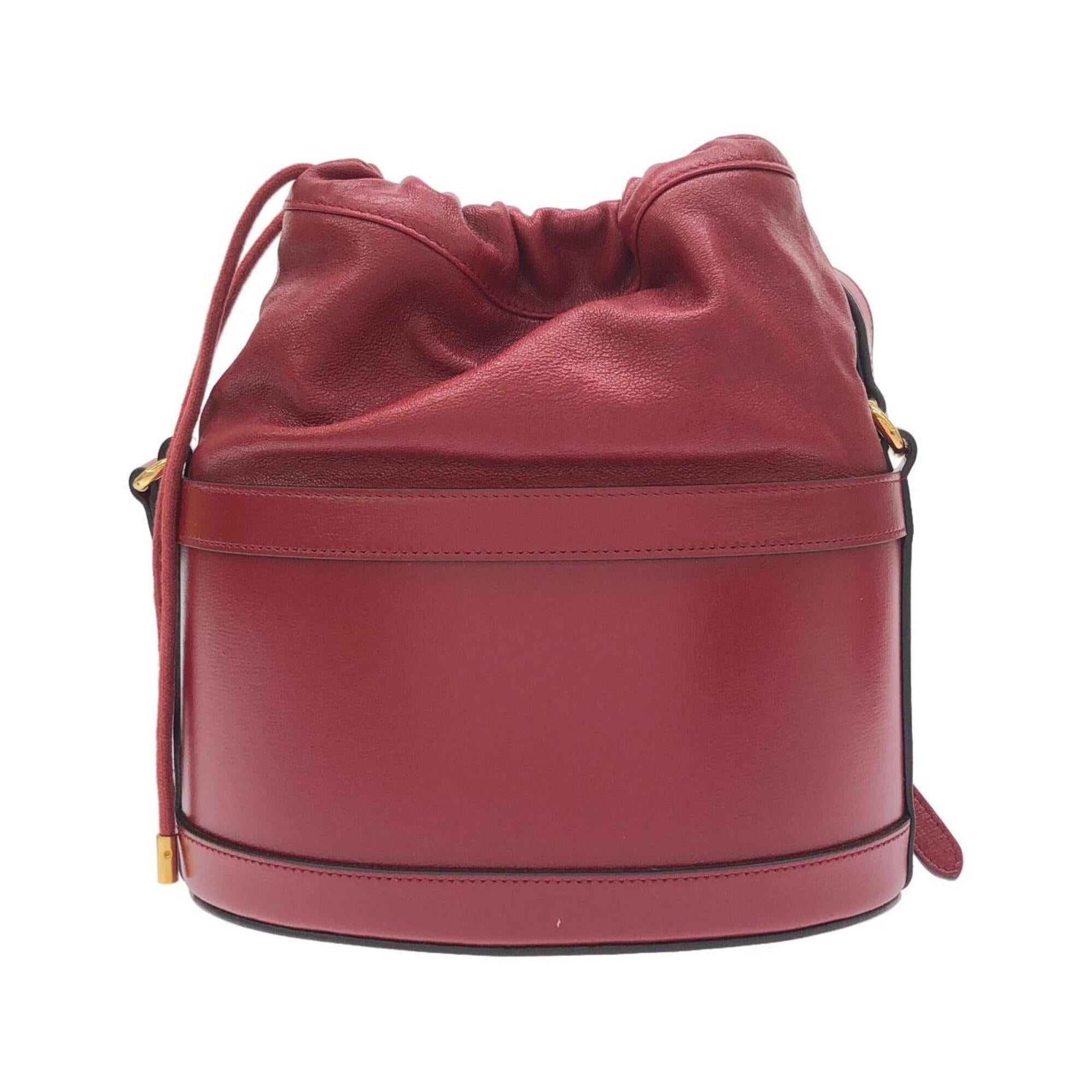Gucci Red Color Leather Shoulder Bag (Pre-Owned)