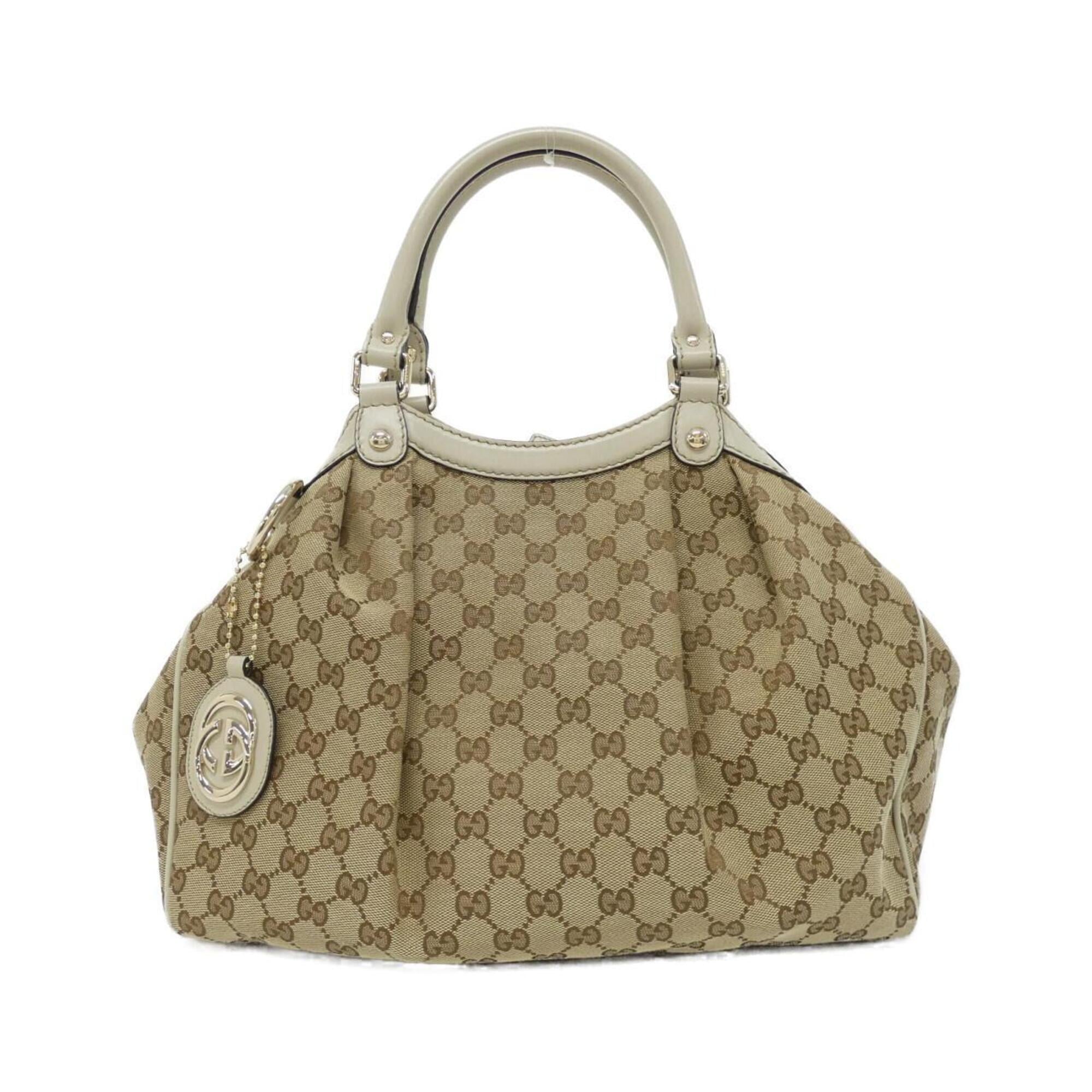 Gucci Beige Ivory Gg Canvas Handbag (Pre-Owned)