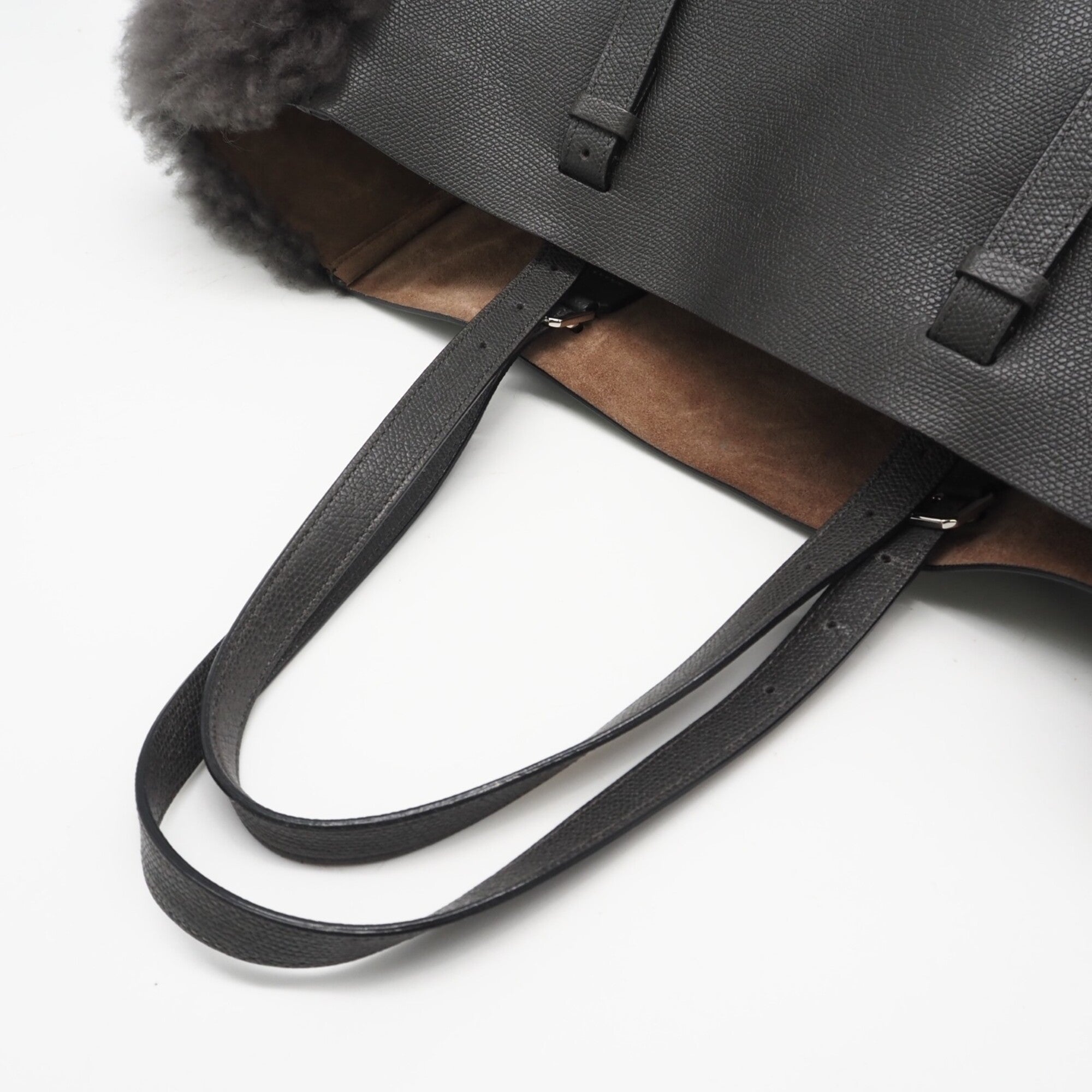 Valextra Gray Leather Polyester Tote Bag (Pre-Owned)