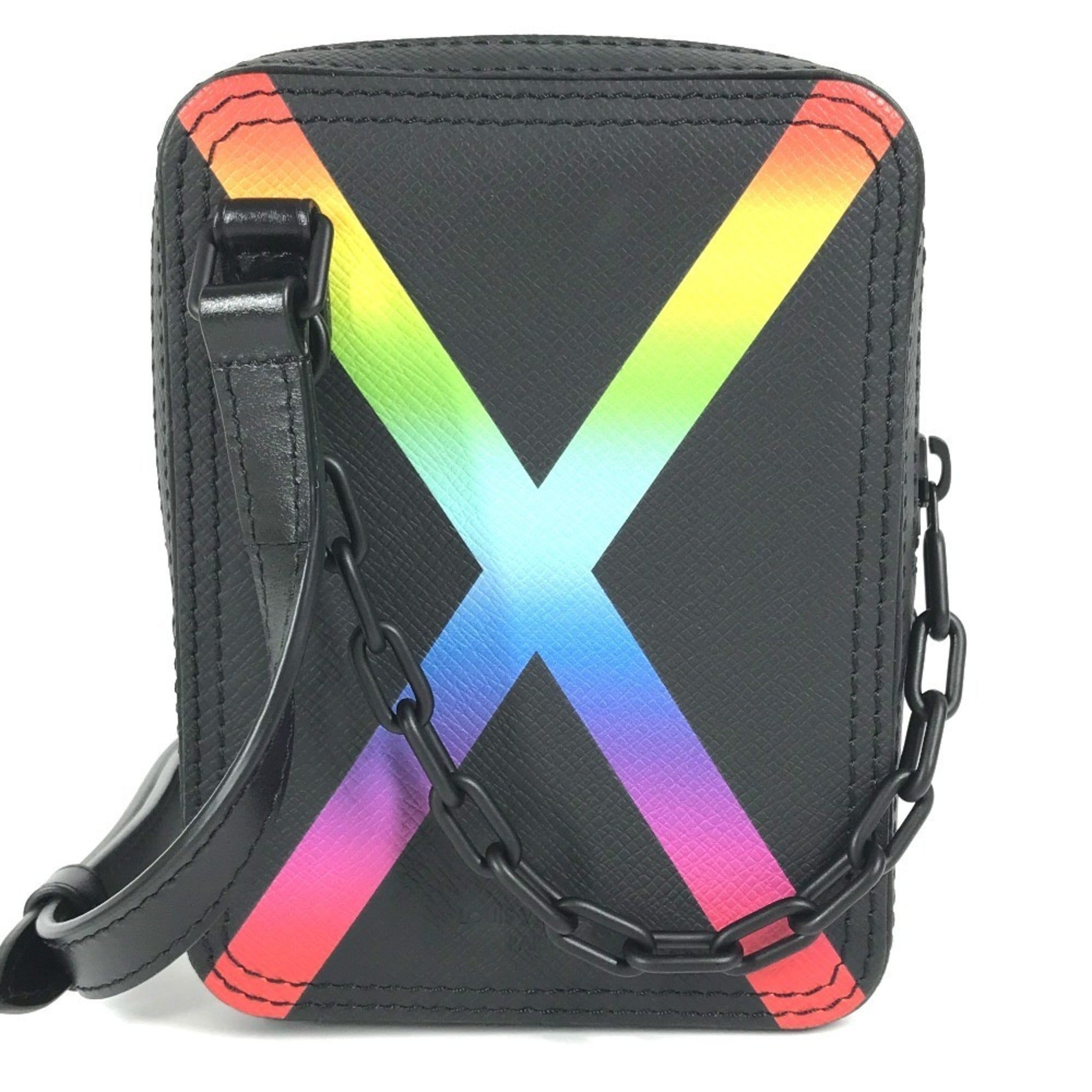 Louis Vuitton Black Multi-Color Taiga Leather Pochette Shoulder Bag (Pre-Owned)
