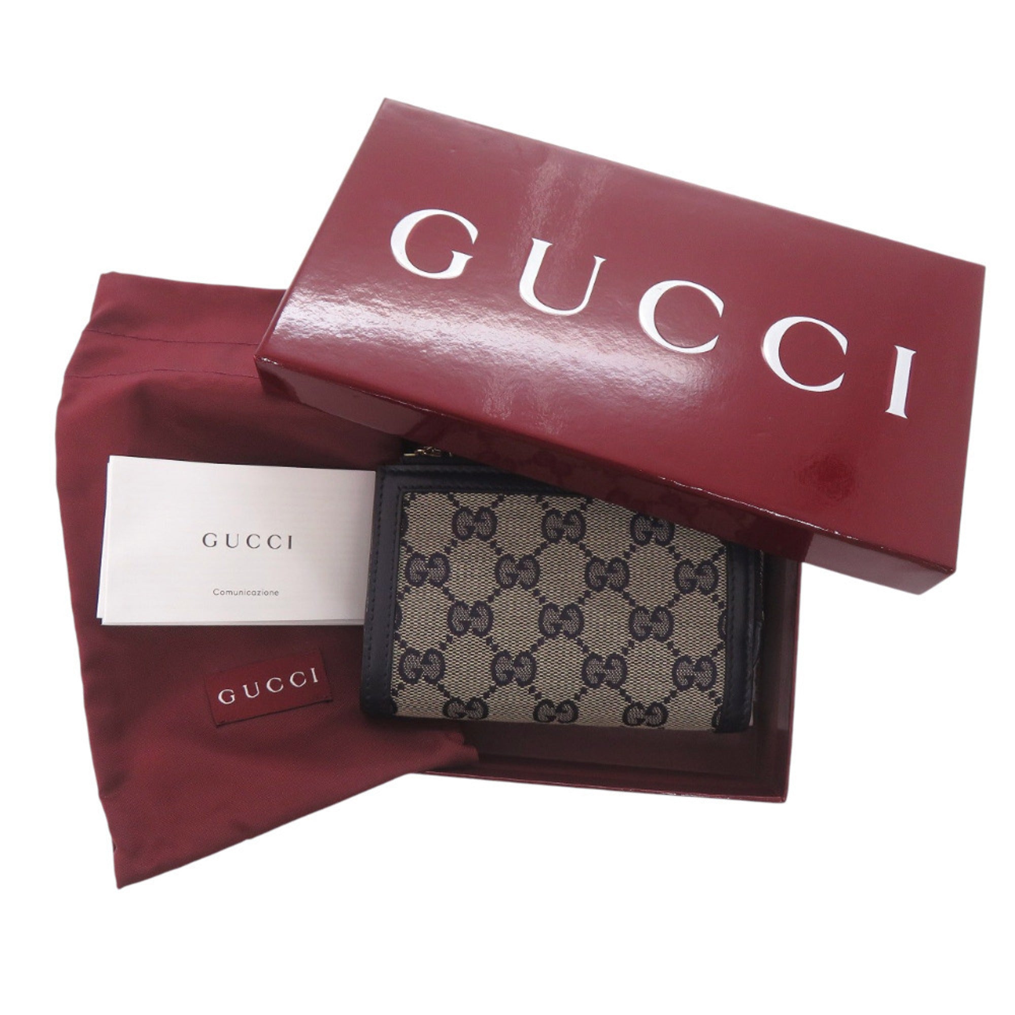 Gucci Navy Gg Canvas Leather Wallet (Bi-Fold) (Pre-Owned)