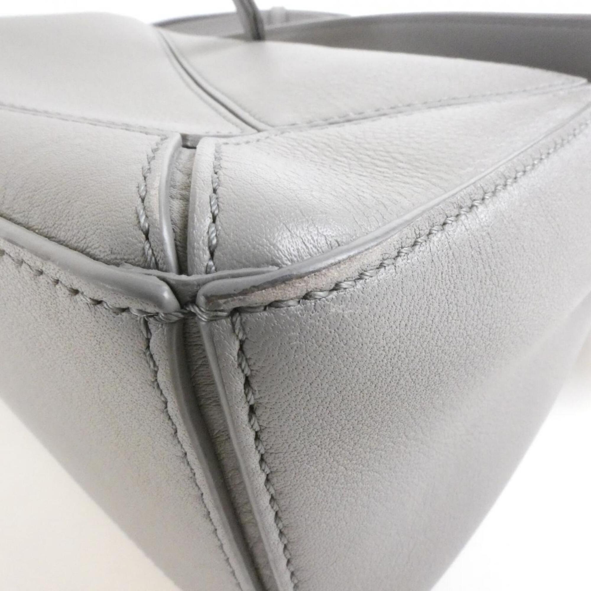 Loewe Puzzle Gray Leather Handbag (Pre-Owned)