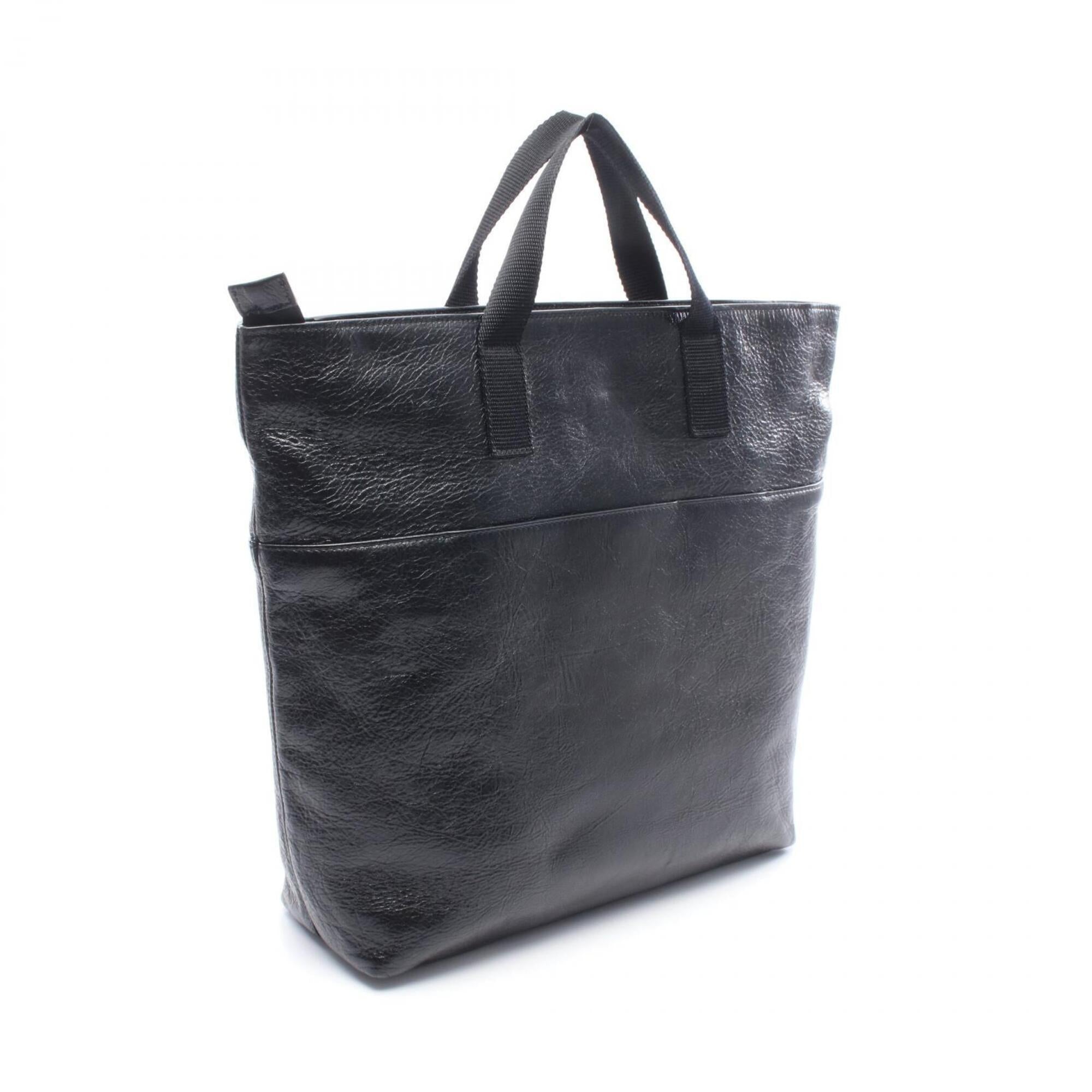 Balenciaga Black White Leather Handbag Tote Bag (Pre-Owned)