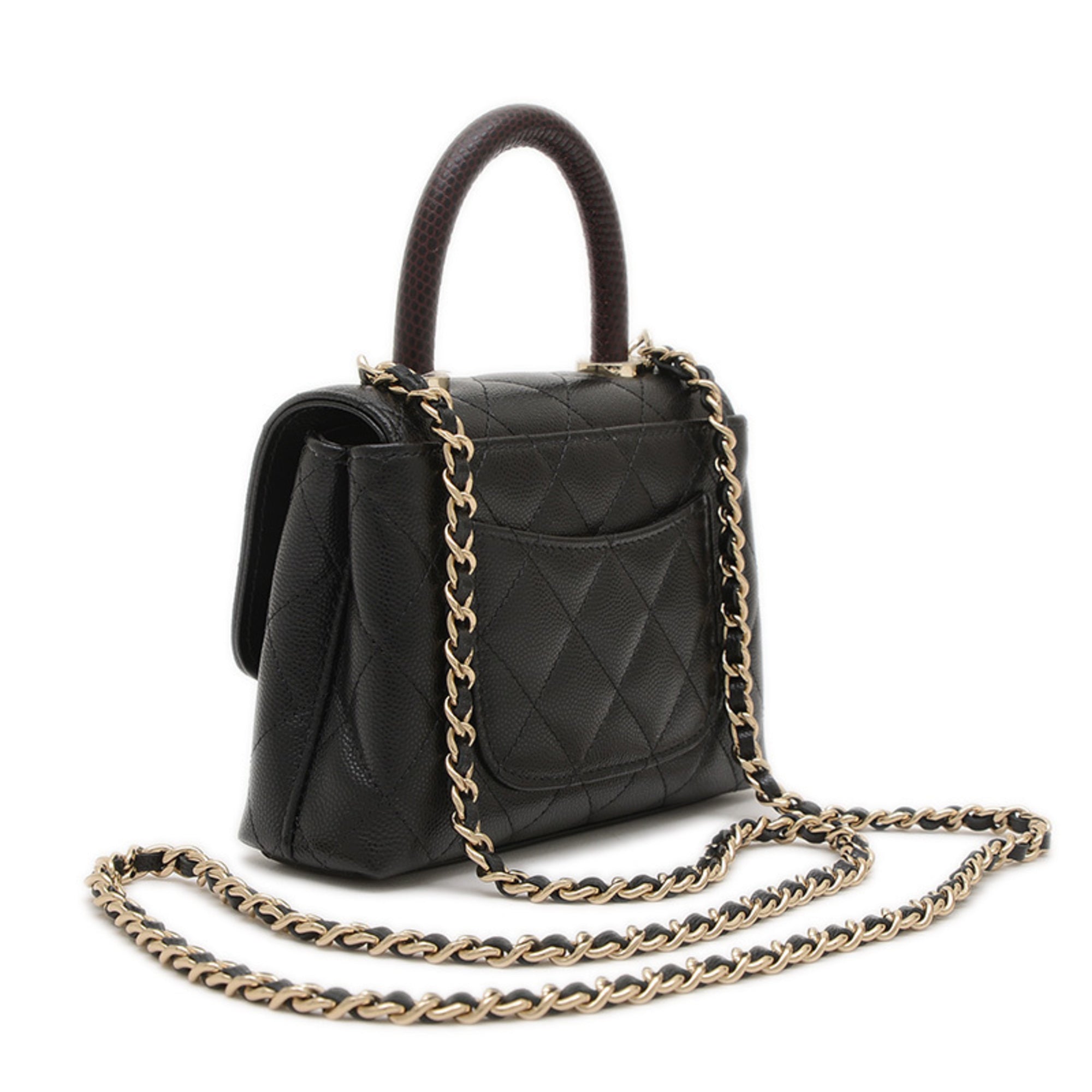 Chanel Black Grained Calfskin Handbag (Pre-Owned)