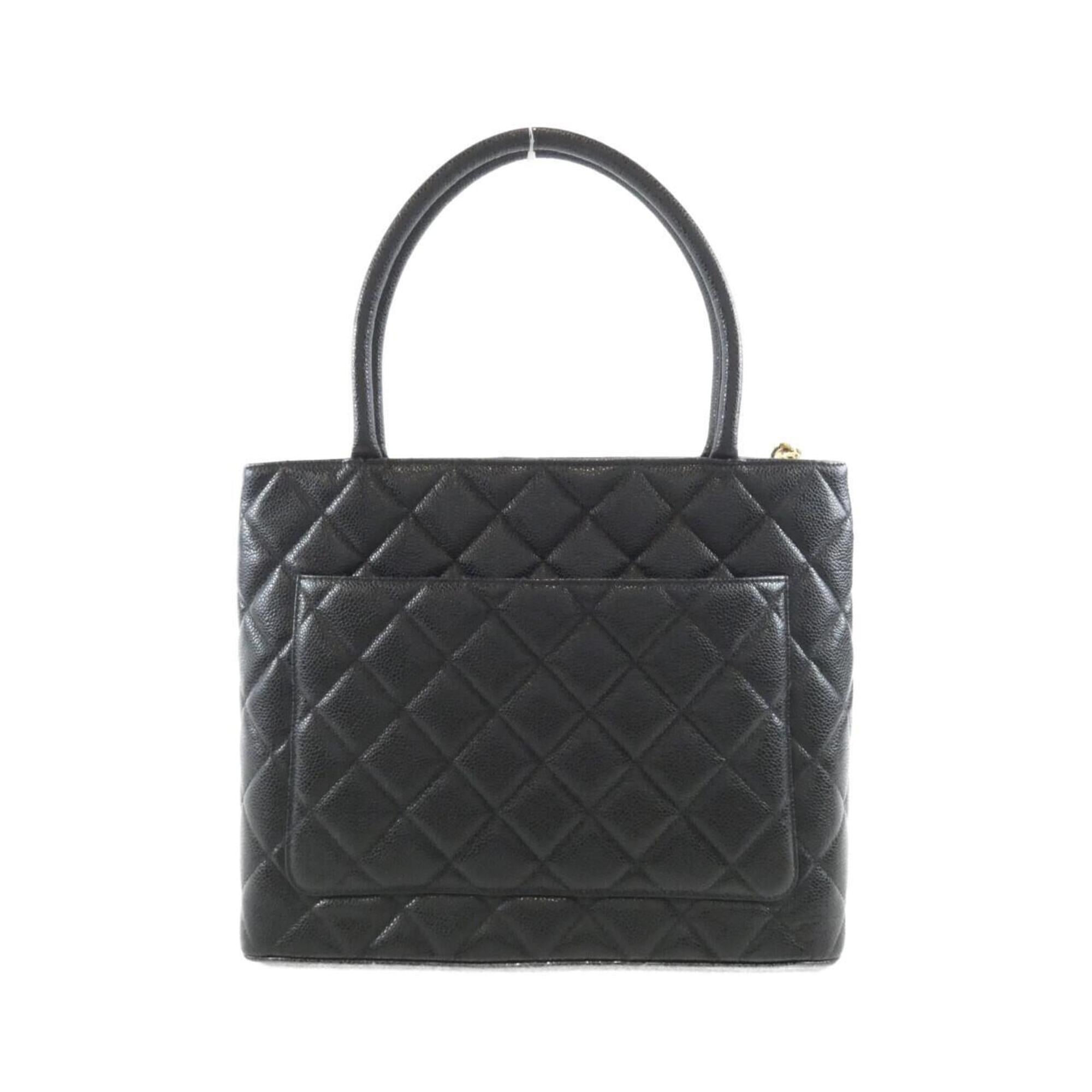 Chanel Black Grained Calfskin Handbag (Pre-Owned)
