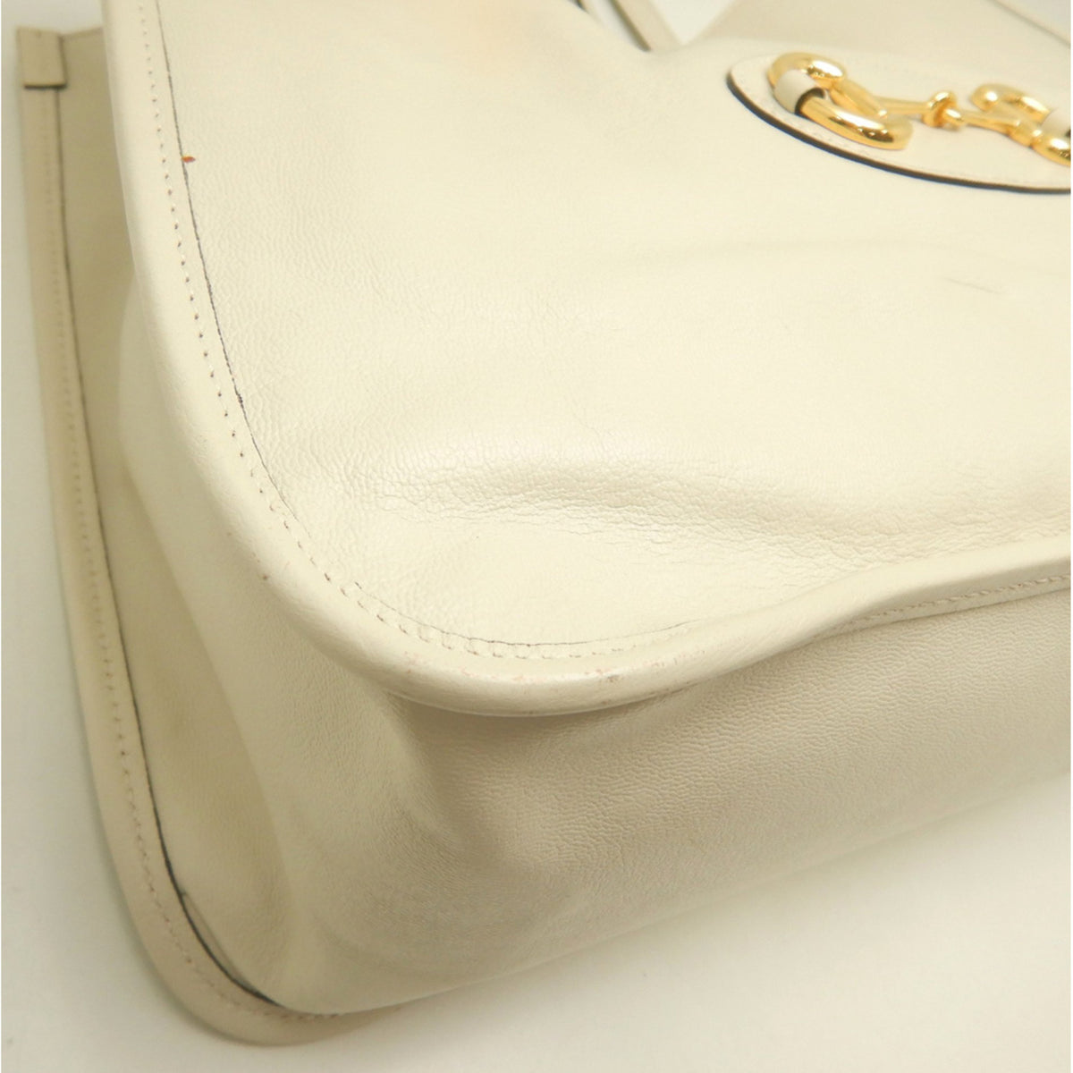 Gucci Horsebit Ivory Leather Tote Bag (Pre-Owned)