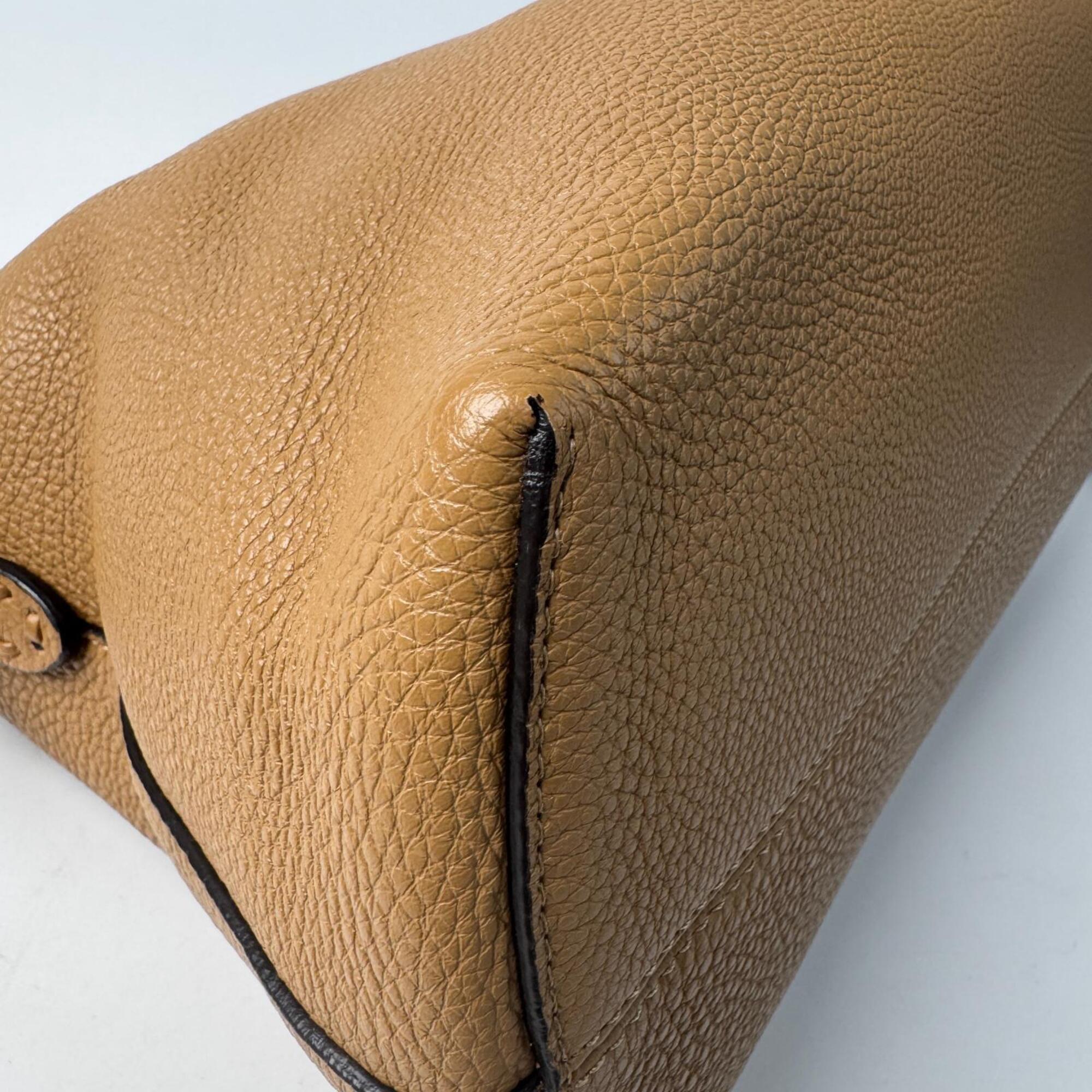 Fendi Brown Leather Handbag Shoulder Bag (Pre-Owned)