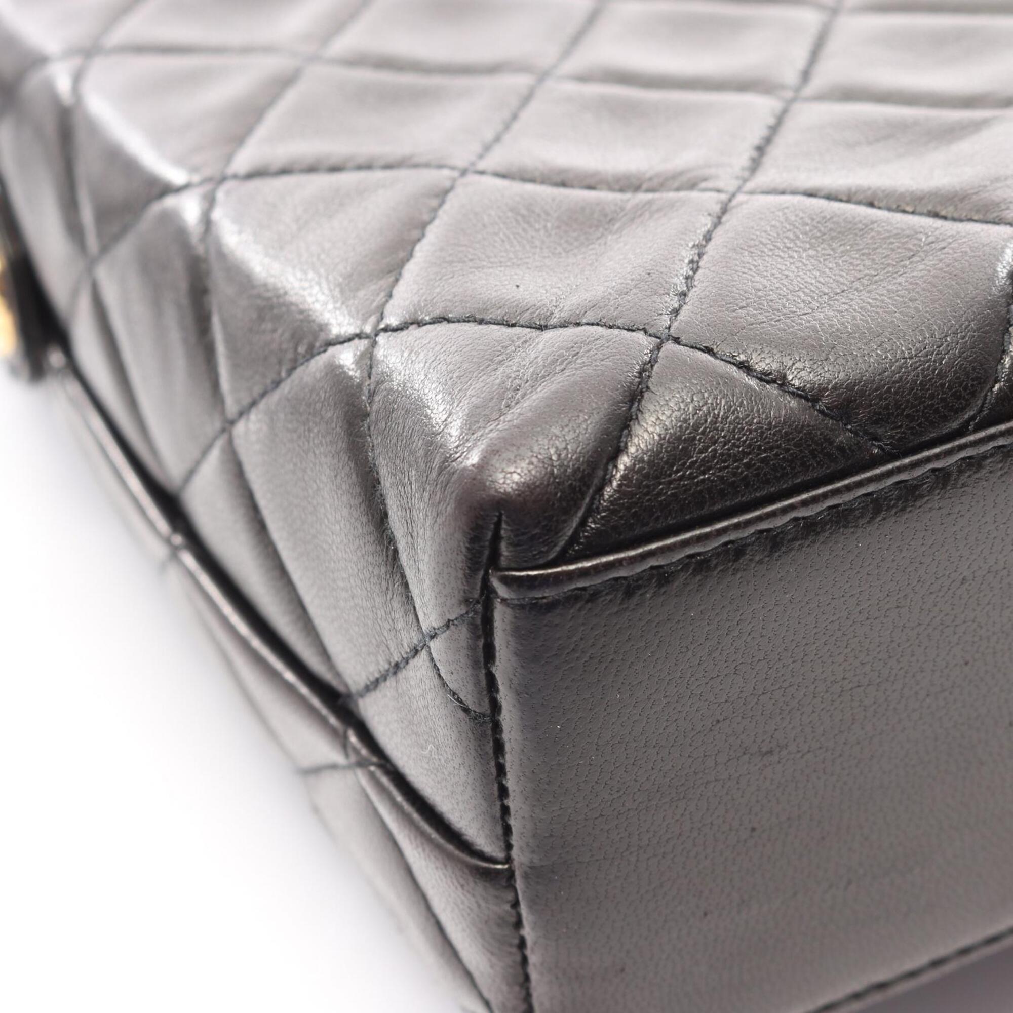 Chanel Black Leather Handbag Shoulder Bag (Pre-Owned)