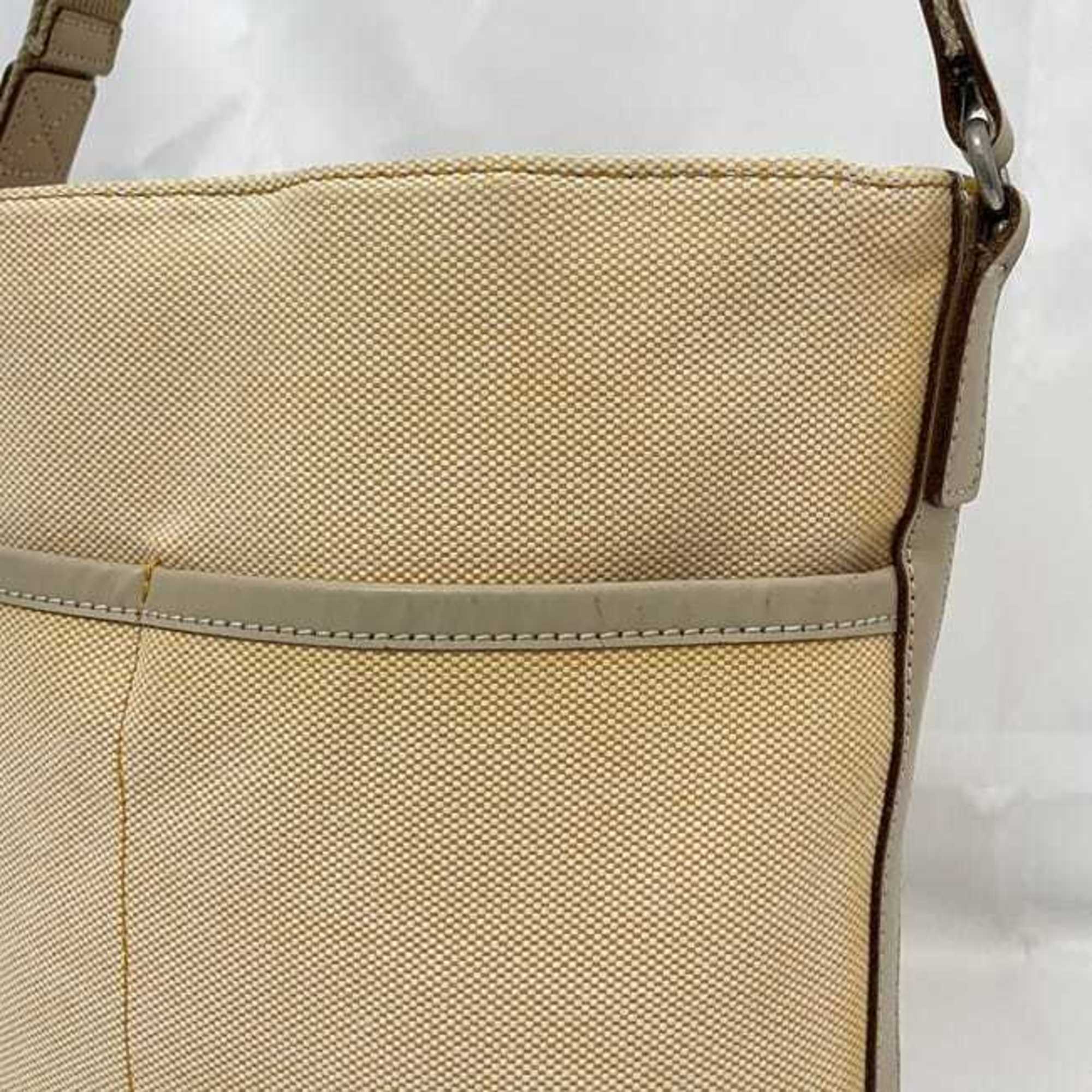 Burberry Beige Orange Canvas Shoulder Bag (Pre-Owned)