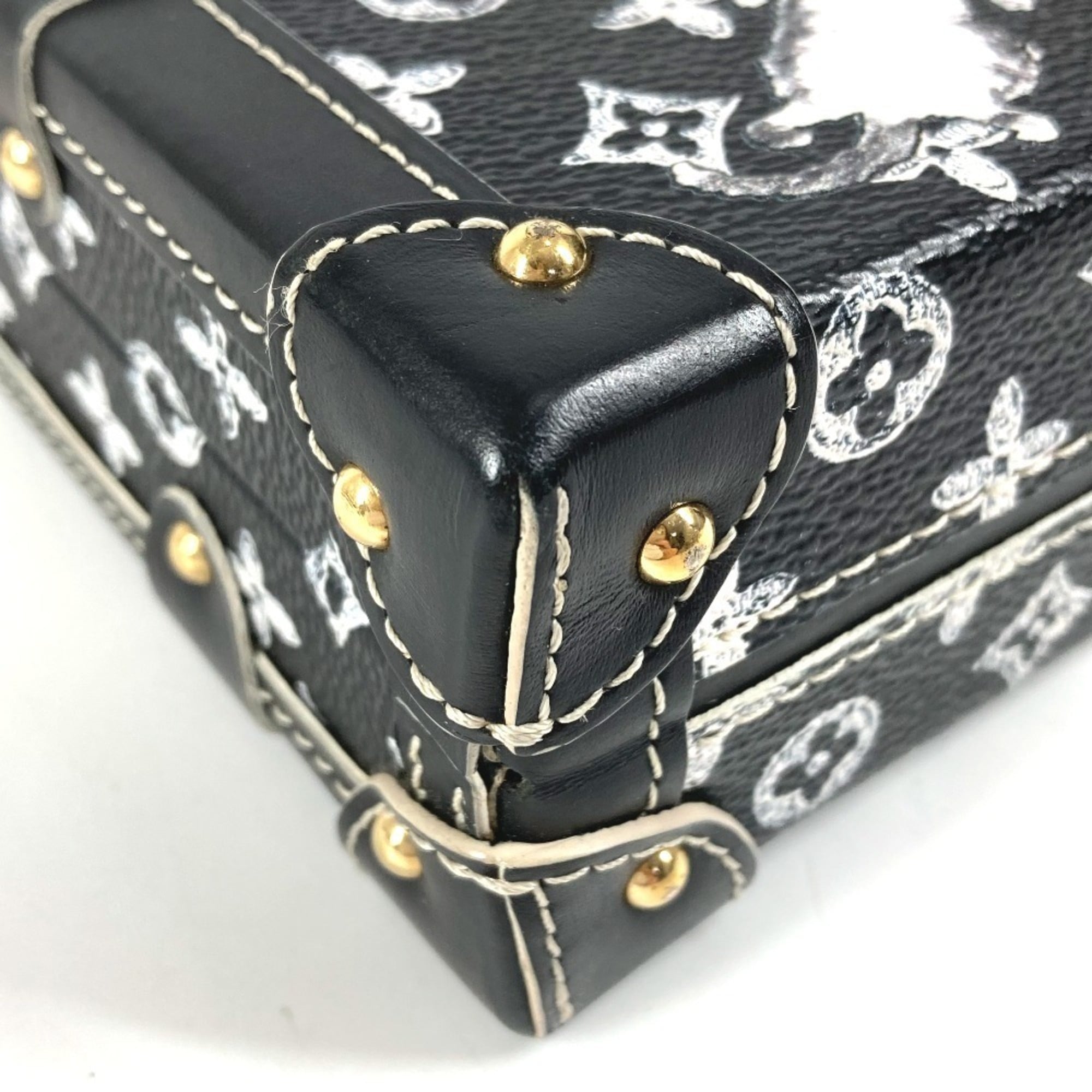 Louis Vuitton Monogram Black Leather Clutch Bag Shoulder Bag (Pre-Owned)