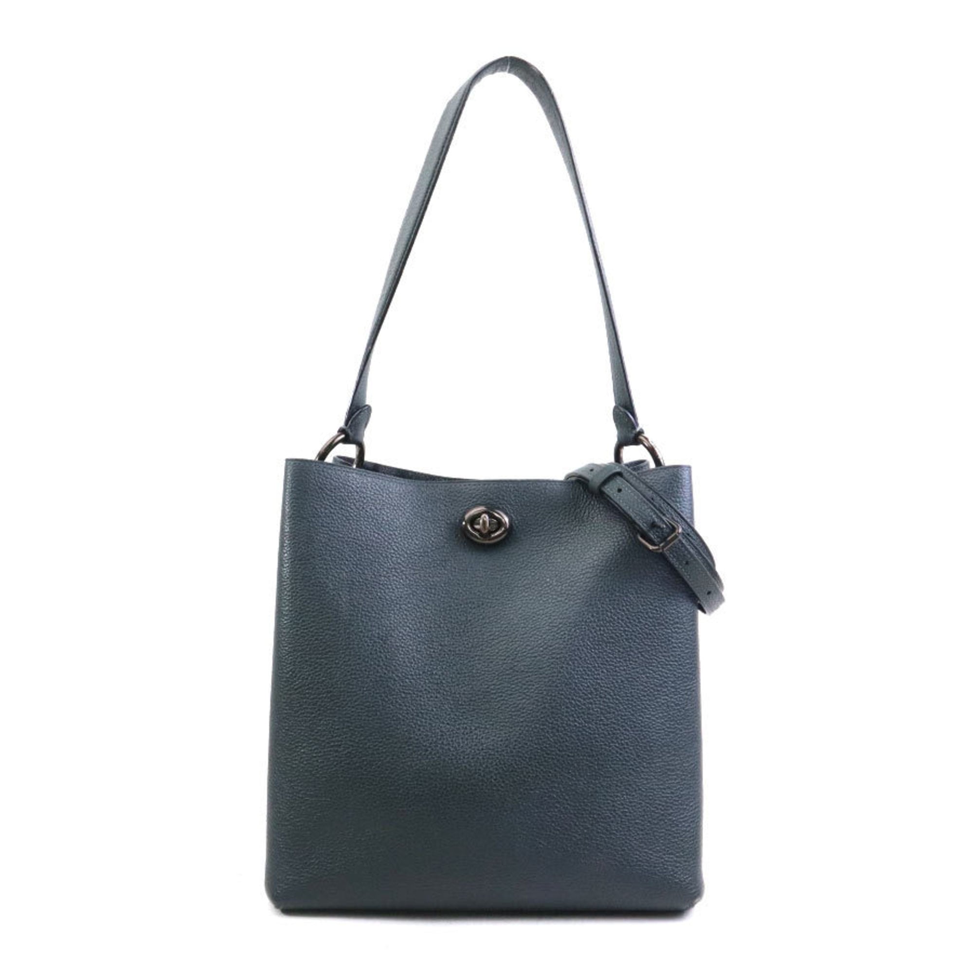 Coach Dark Green Leather Handbag Shoulder Bag (Pre-Owned)