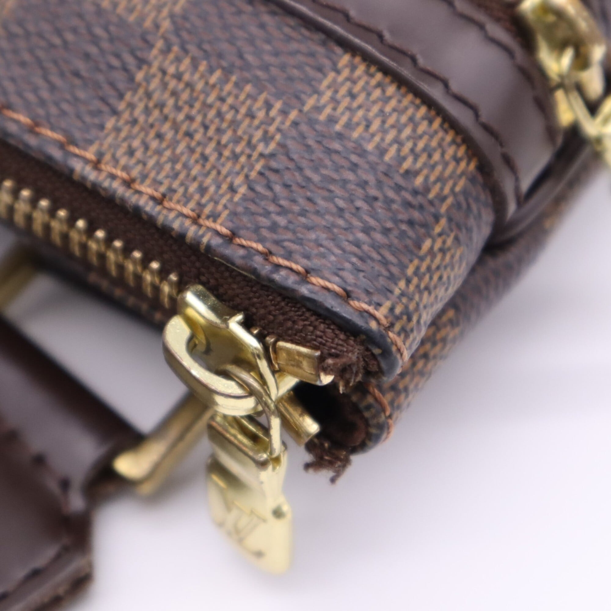 Louis Vuitton Beige Brown Coated Canvas Leather Pochette Shoulder Bag (Pre-Owned)