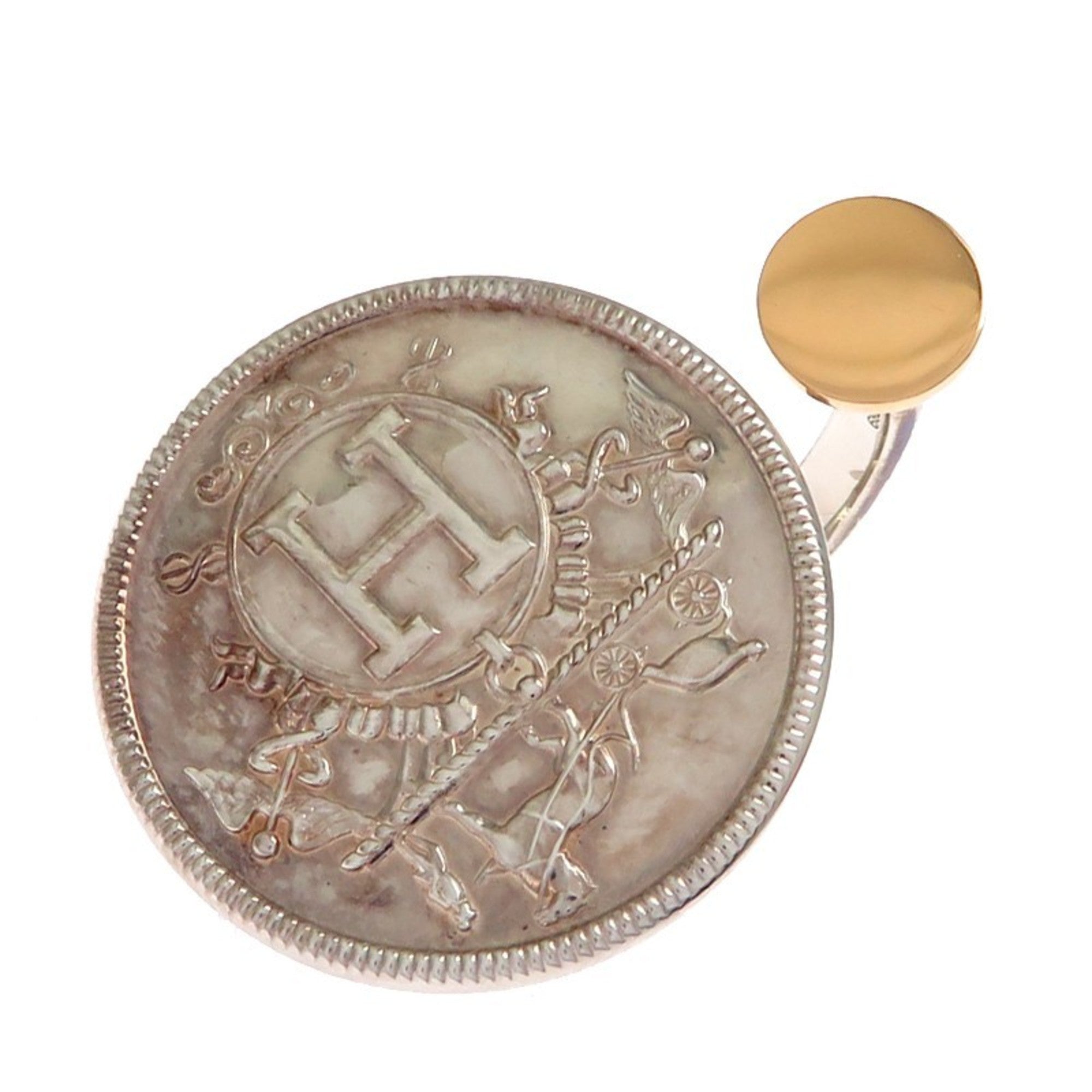 Hermes Silver Pink Gold Band Ring (Pre-Owned)