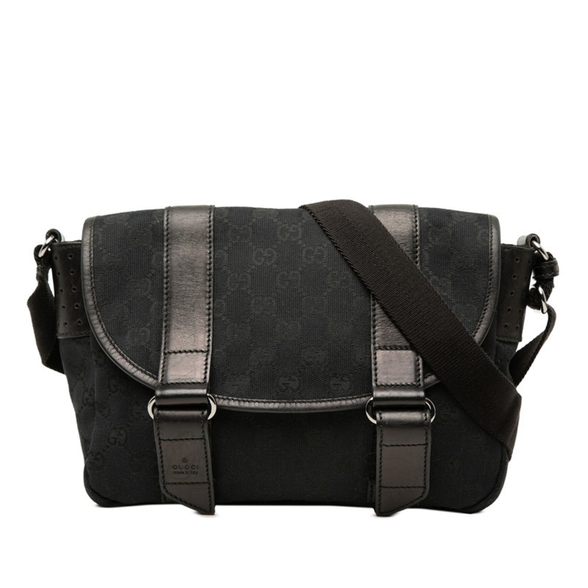 Gucci Black Canvas Leather Shoulder Bag (Pre-Owned)