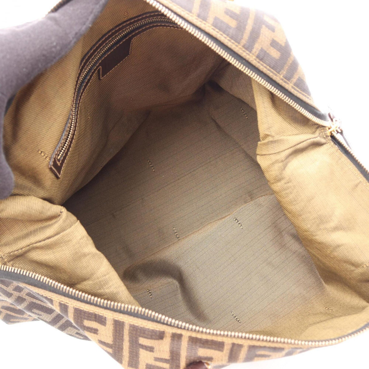 Fendi Black Brown Canvas Leather Handbag Tote Bag (Pre-Owned)
