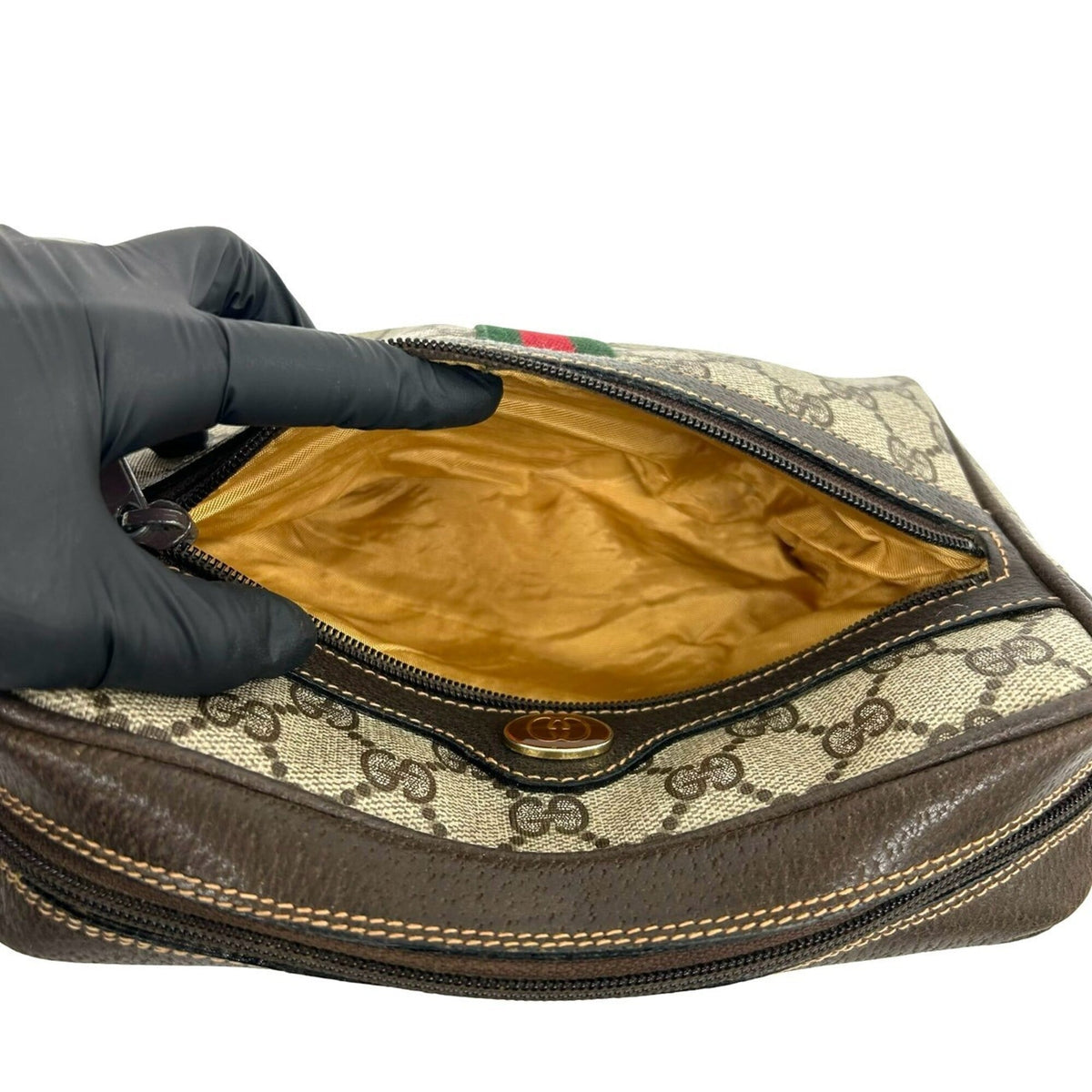 Gucci Brown Pvc Leather Pochette Shoulder Bag (Pre-Owned)
