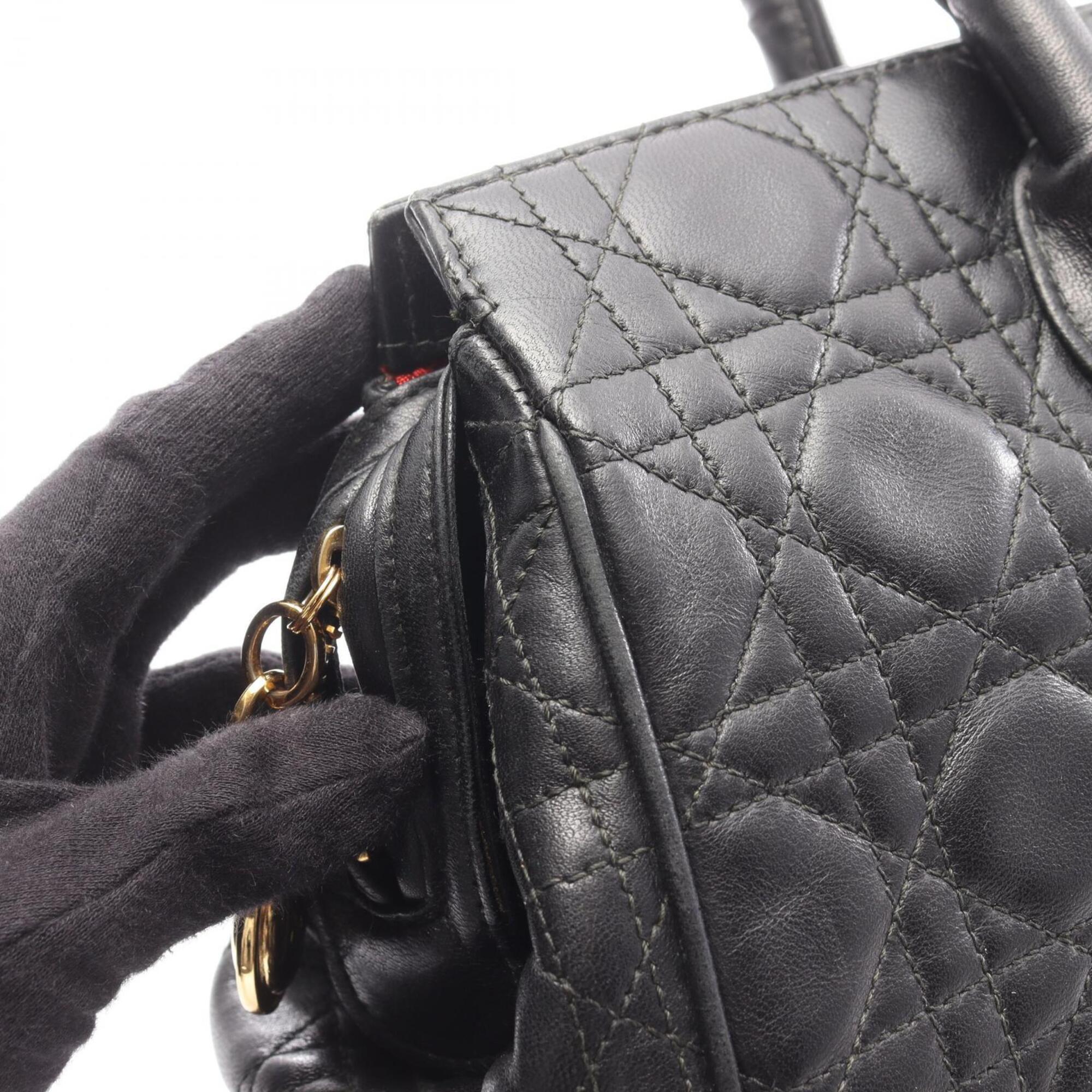 Christian Dior Black Leather Handbag Shoulder Bag (Pre-Owned)