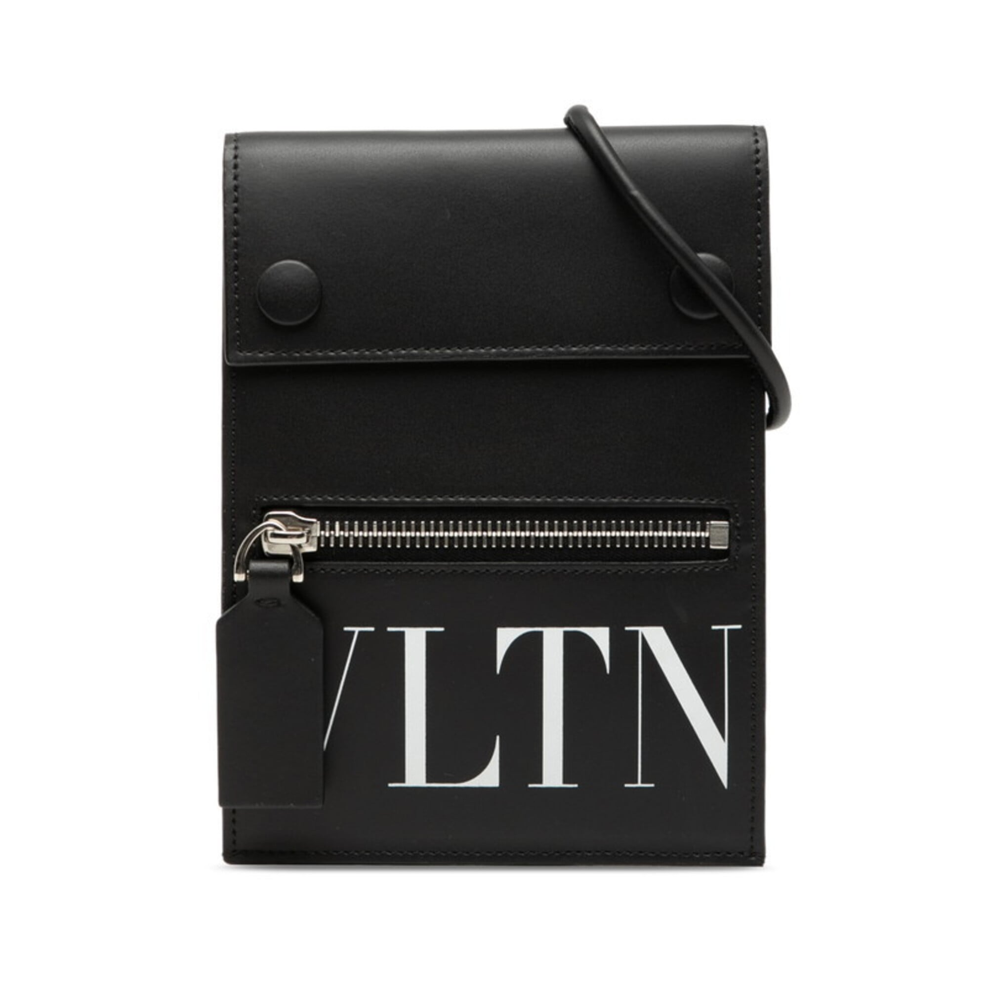 Valentino Black White Leather Shoulder Bag (Pre-Owned)
