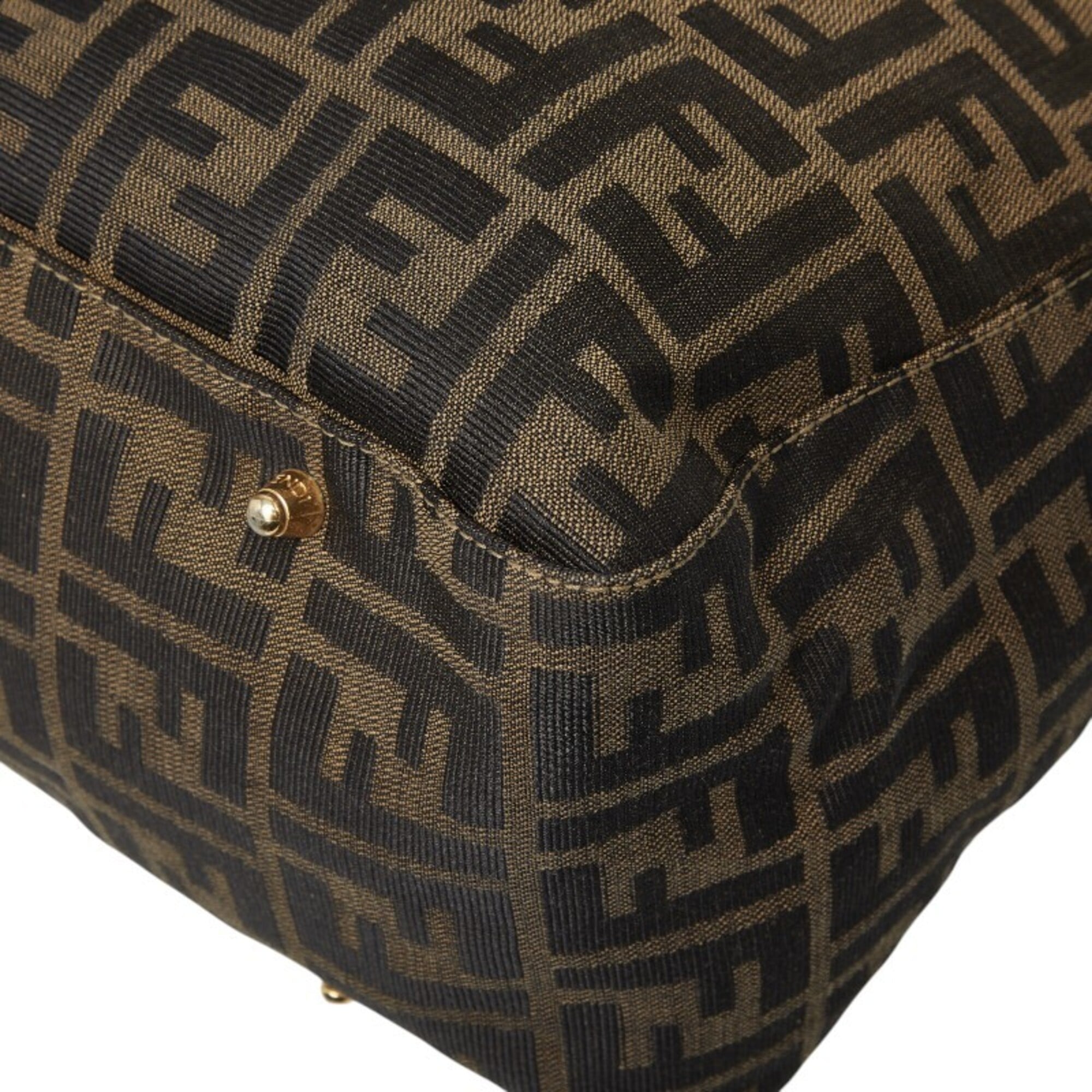 Fendi Brown Canvas Leather Handbag Tote Bag (Pre-Owned)
