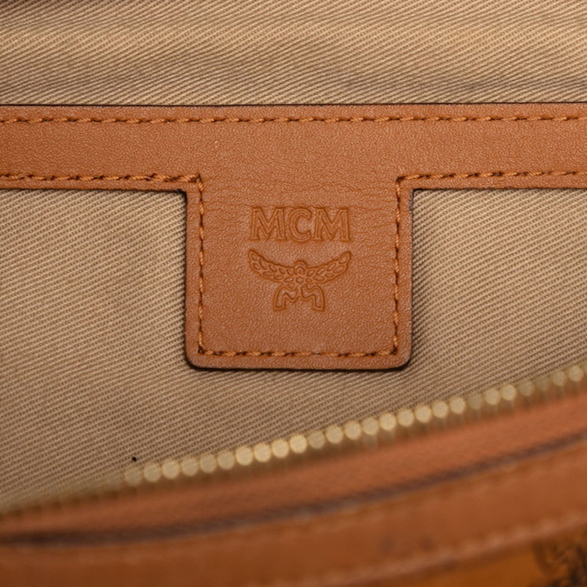 Mcm Visetos Brown Leather Pvc Sling Bag (Pre-Owned)