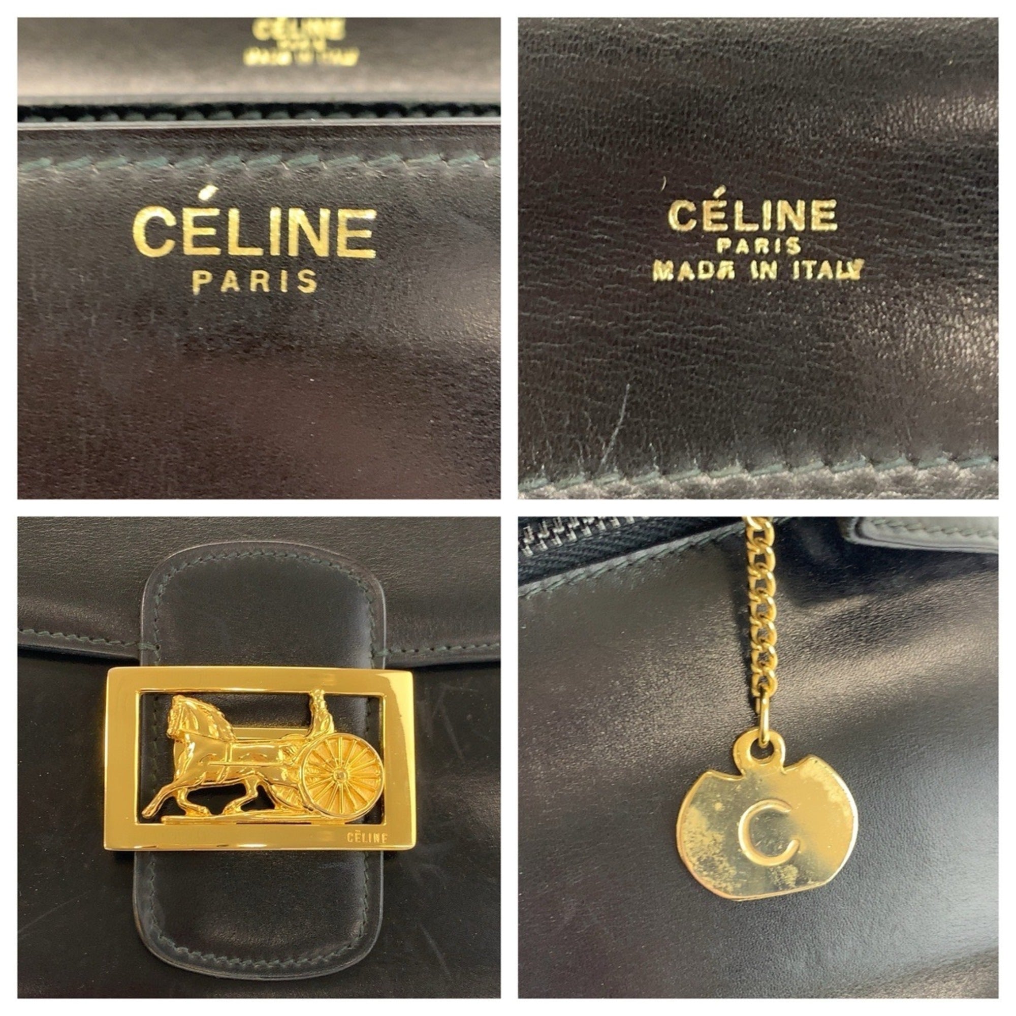 Celine Black Leather Handbag Shoulder Bag (Pre-Owned)