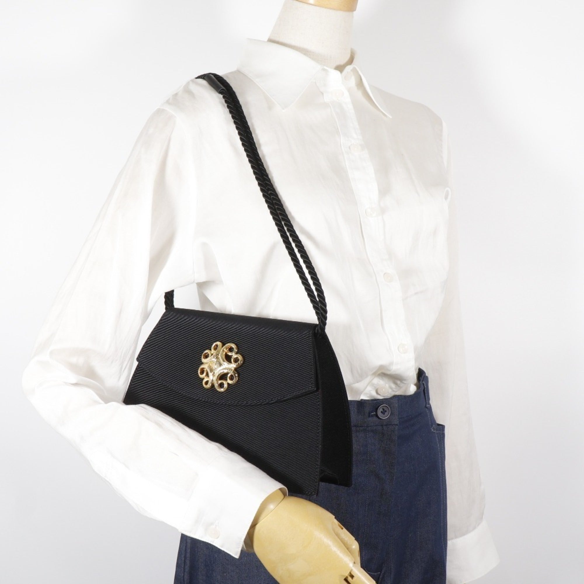 Yves Saint Laurent Black Cotton Shoulder Bag (Pre-Owned)