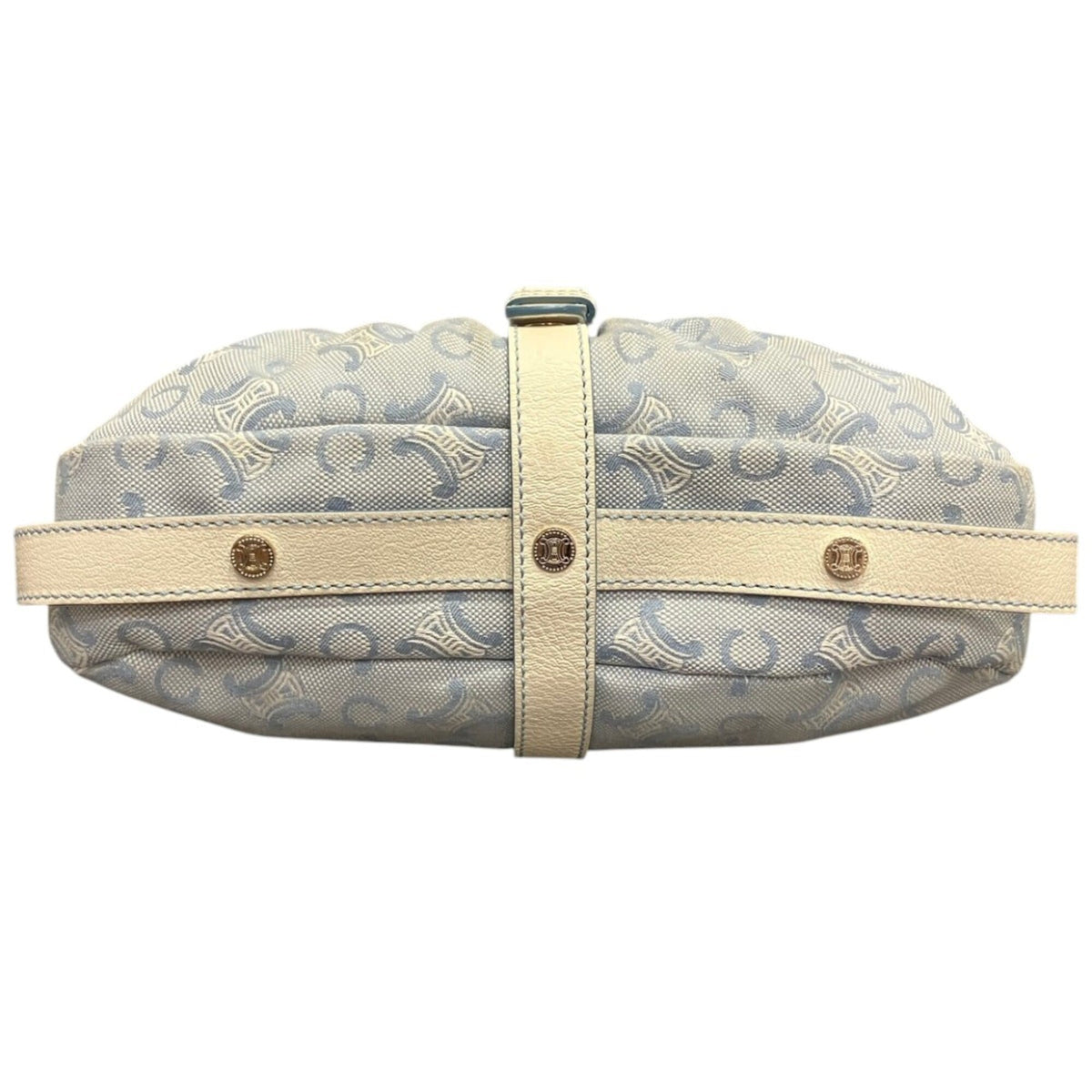 Celine Blue White Canvas Leather Shoulder Bag (Pre-Owned)