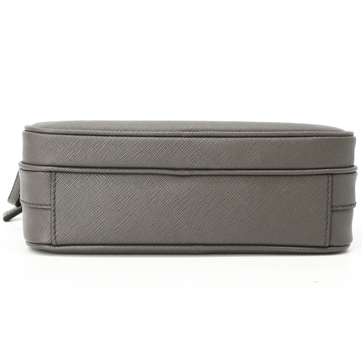 Prada Saffiano Gray Leather Pouch Shoulder Bag (Pre-Owned)