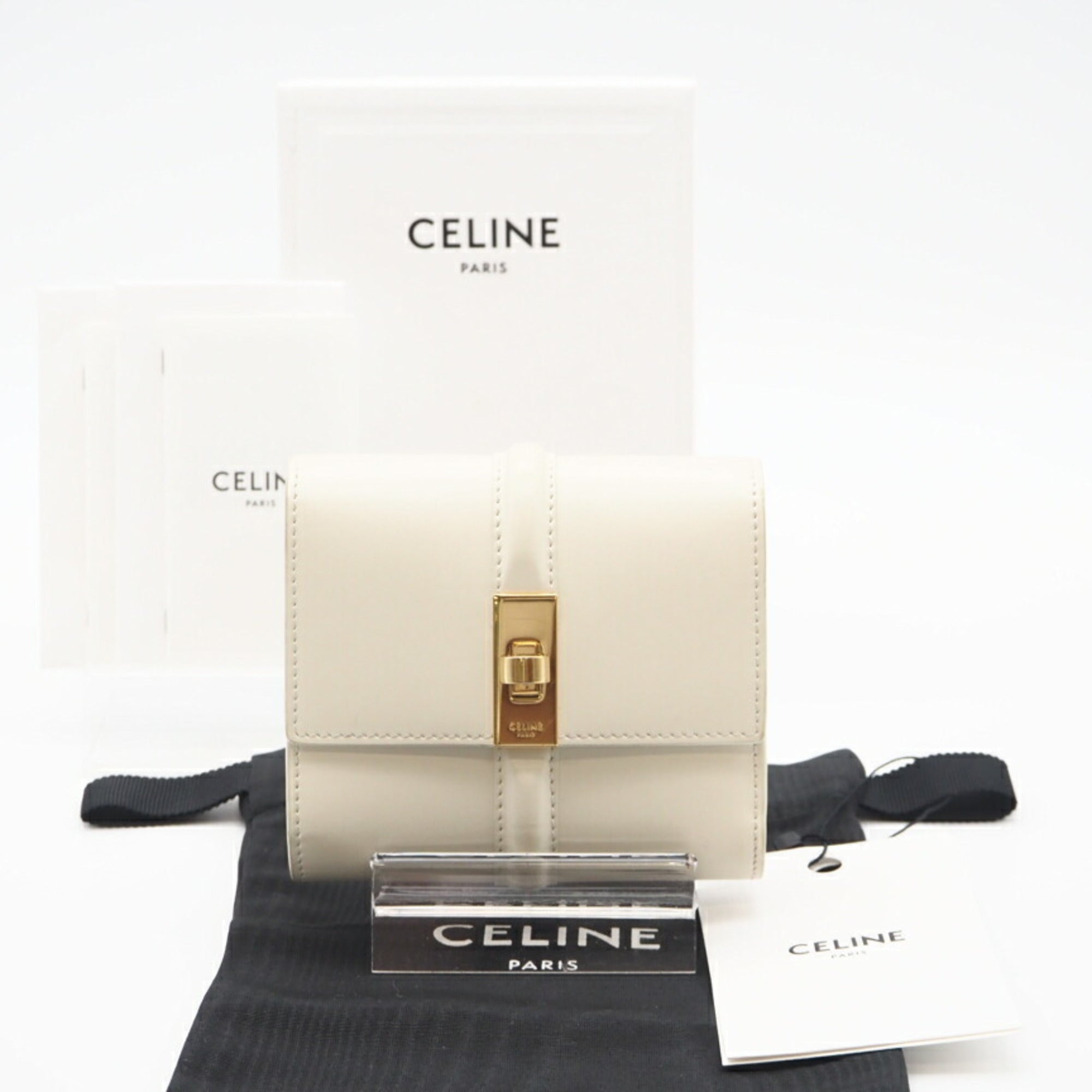 Celine White Satin Wallet (Tri-Fold) (Pre-Owned)