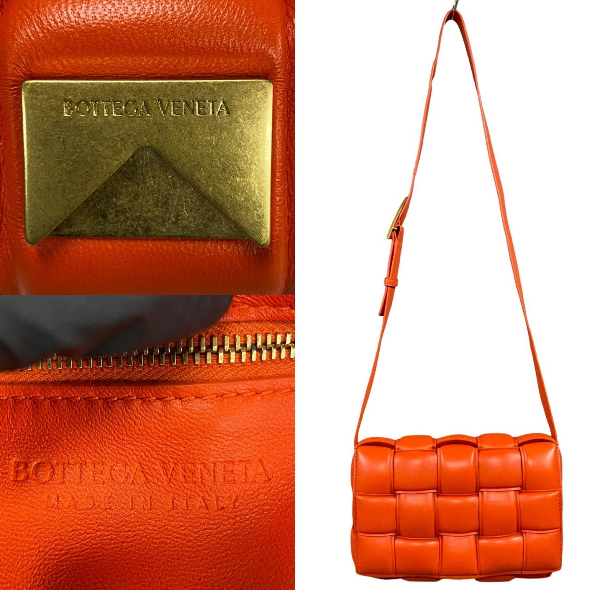 Bottega Veneta Orange Leather Pochette Shoulder Bag (Pre-Owned)