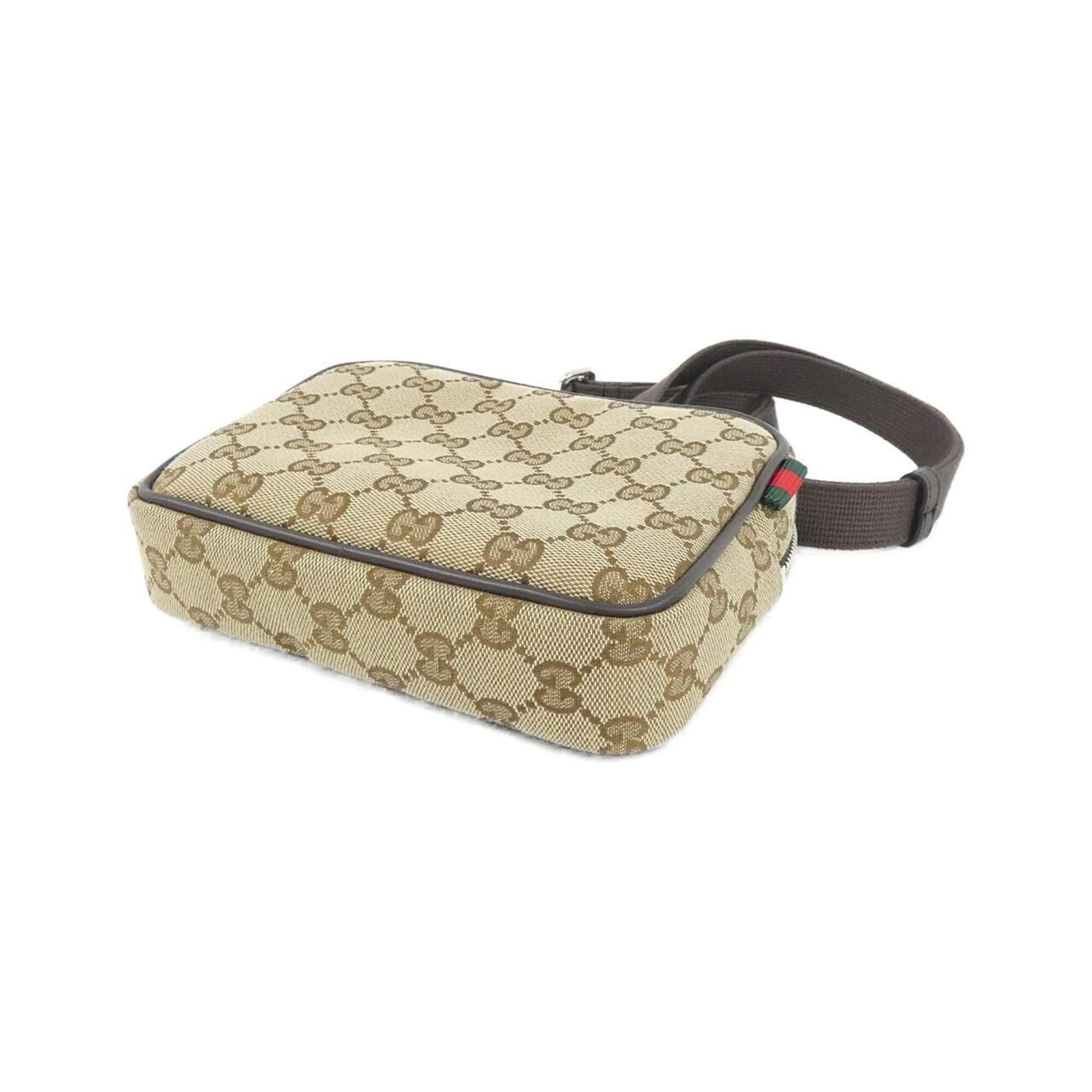 Gucci Beige Dark Brown Gg Canvas Shoulder Bag (Pre-Owned)