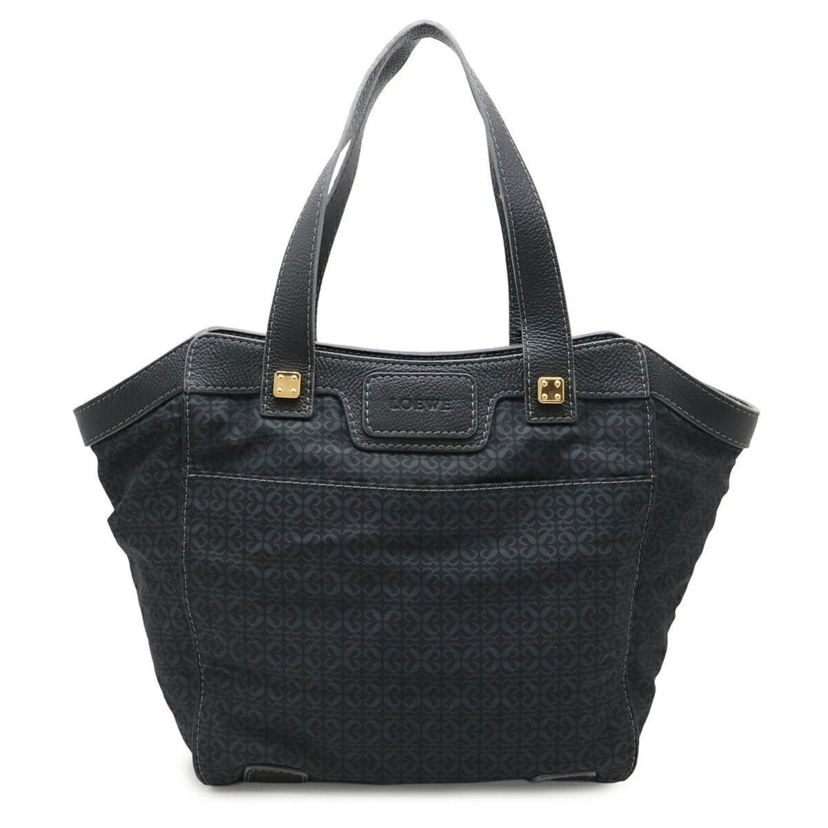 Loewe Black Nylon Canvas Leather Shoulder Bag Tote Bag (Pre-Owned)