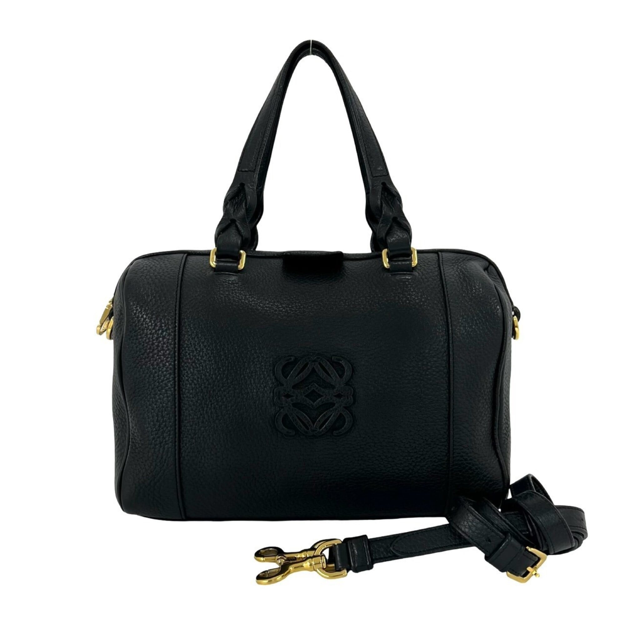 Loewe Black Leather Boston Bag Handbag Shoulder Bag (Pre-Owned)