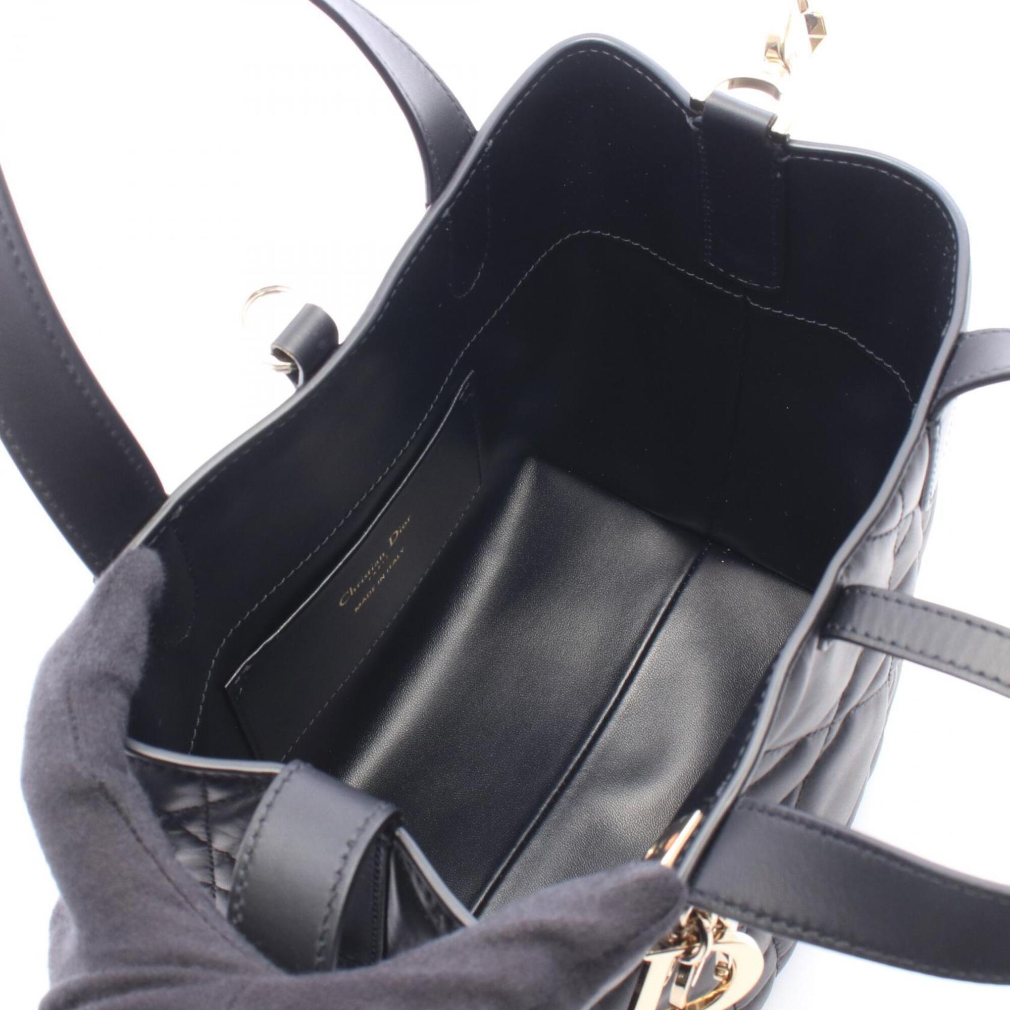 Christian Dior Black Leather Handbag Tote Bag (Pre-Owned)
