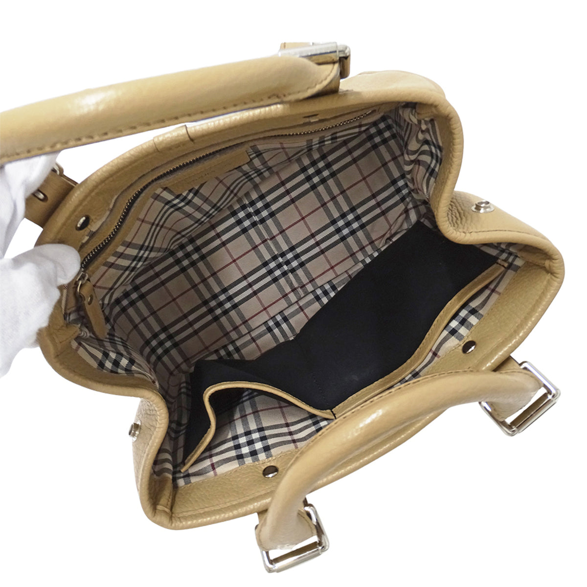 Burberry Beige Leather Handbag Tote Bag (Pre-Owned)
