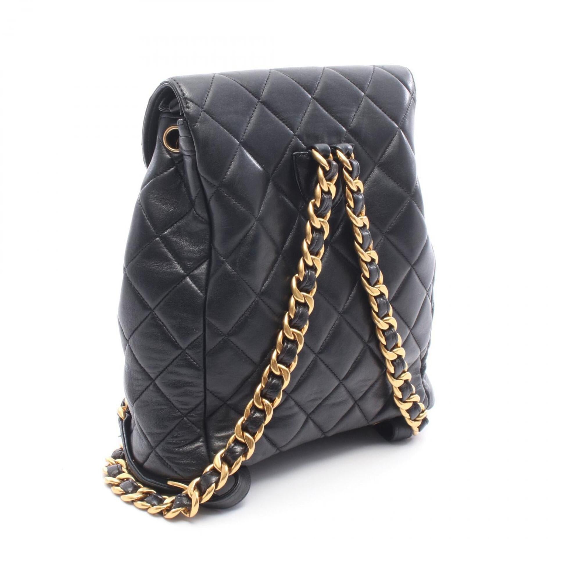 Chanel Black Leather Backpack Handbag (Pre-Owned)