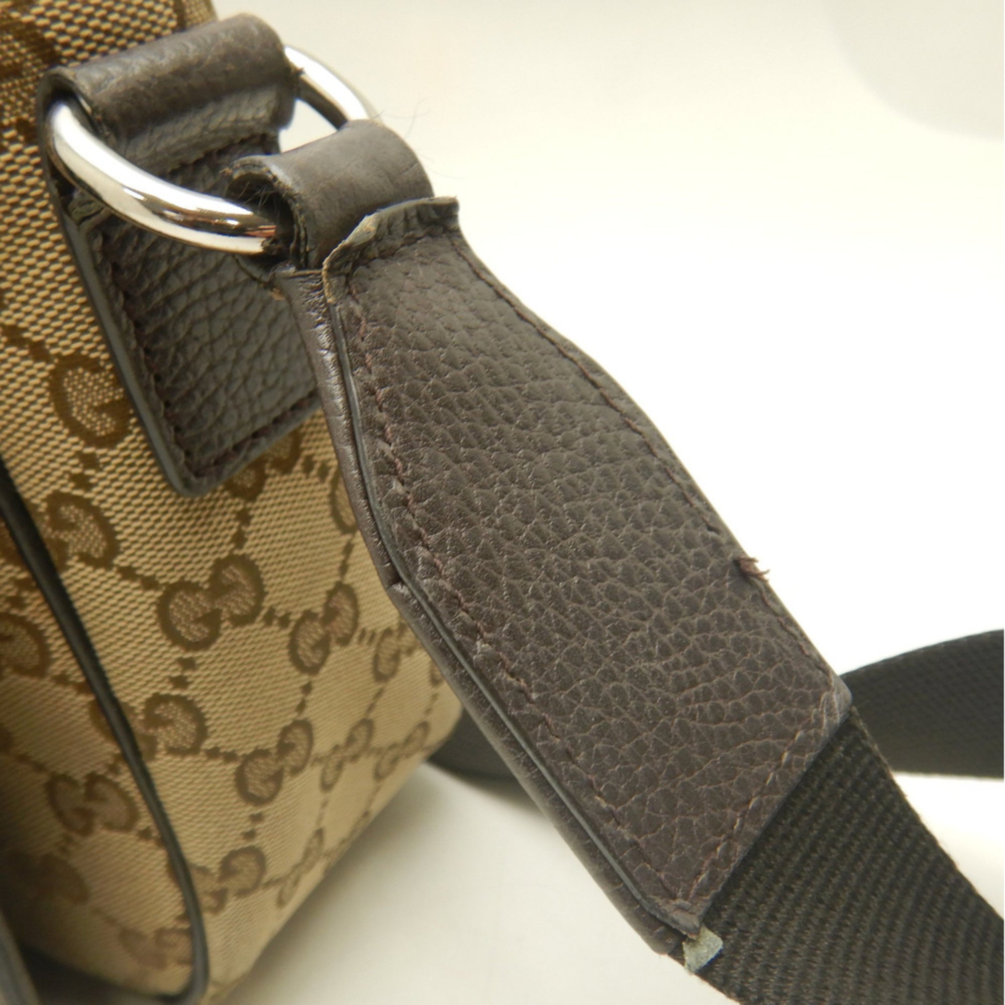 Gucci Beige Gg Canvas Leather Shoulder Bag (Pre-Owned)