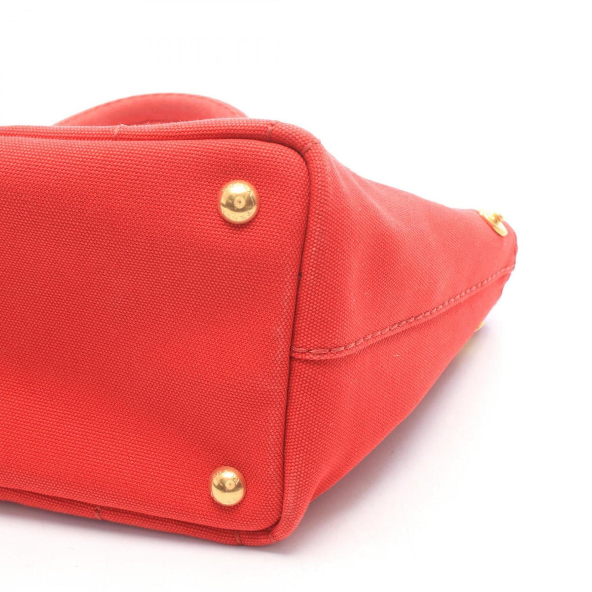 Prada Red Color Canvas Handbag Tote Bag (Pre-Owned)