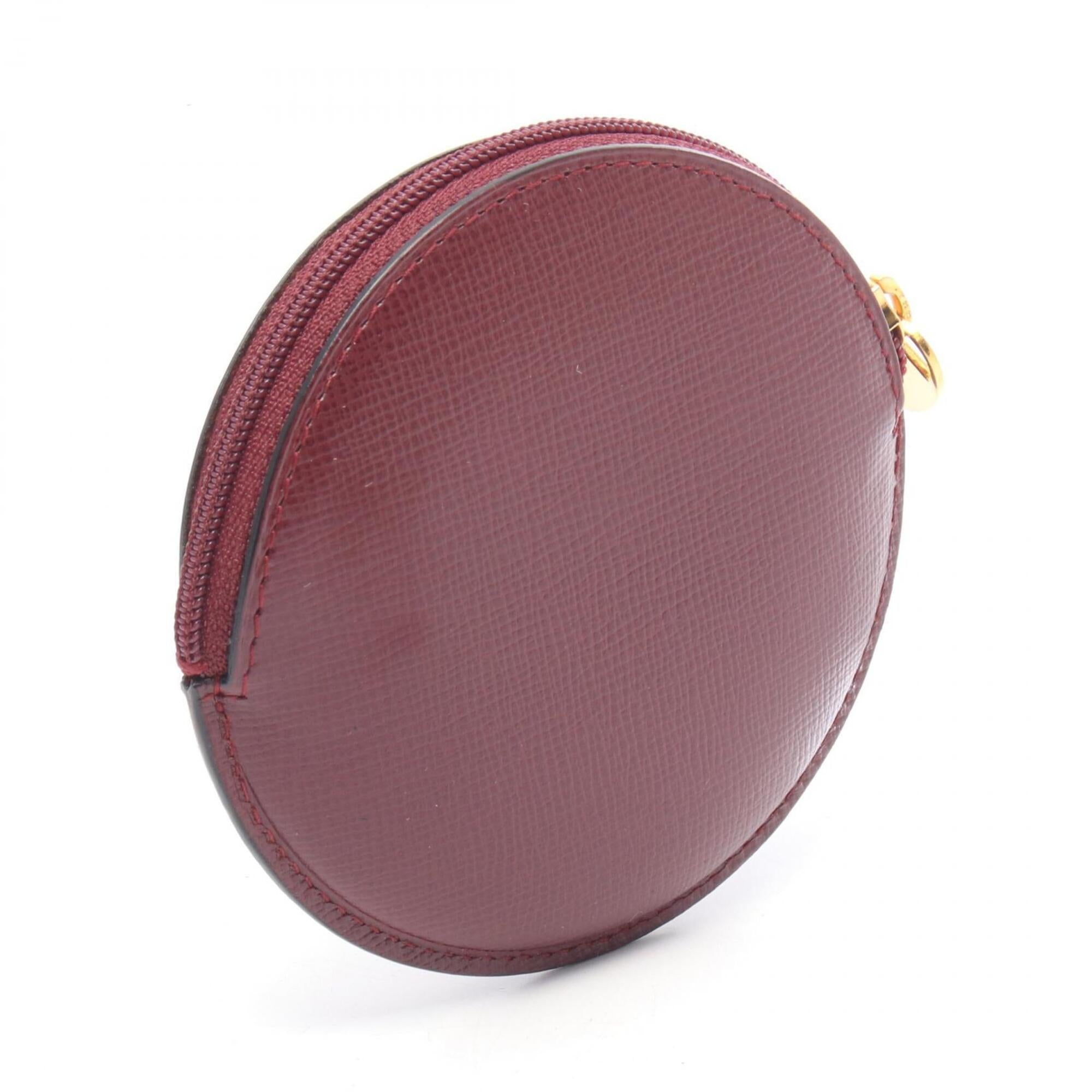 Cartier Bordeaux Leather Coin Purse/Coin Case (Pre-Owned)
