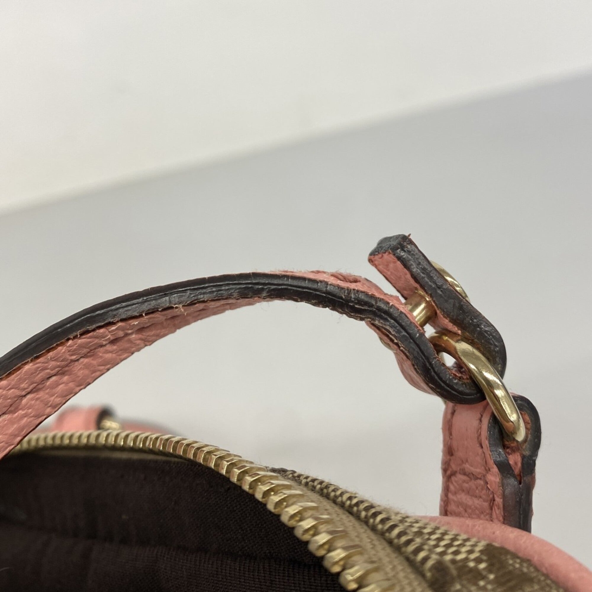 Gucci Brown Pink Canvas Shoulder Bag (Pre-Owned)