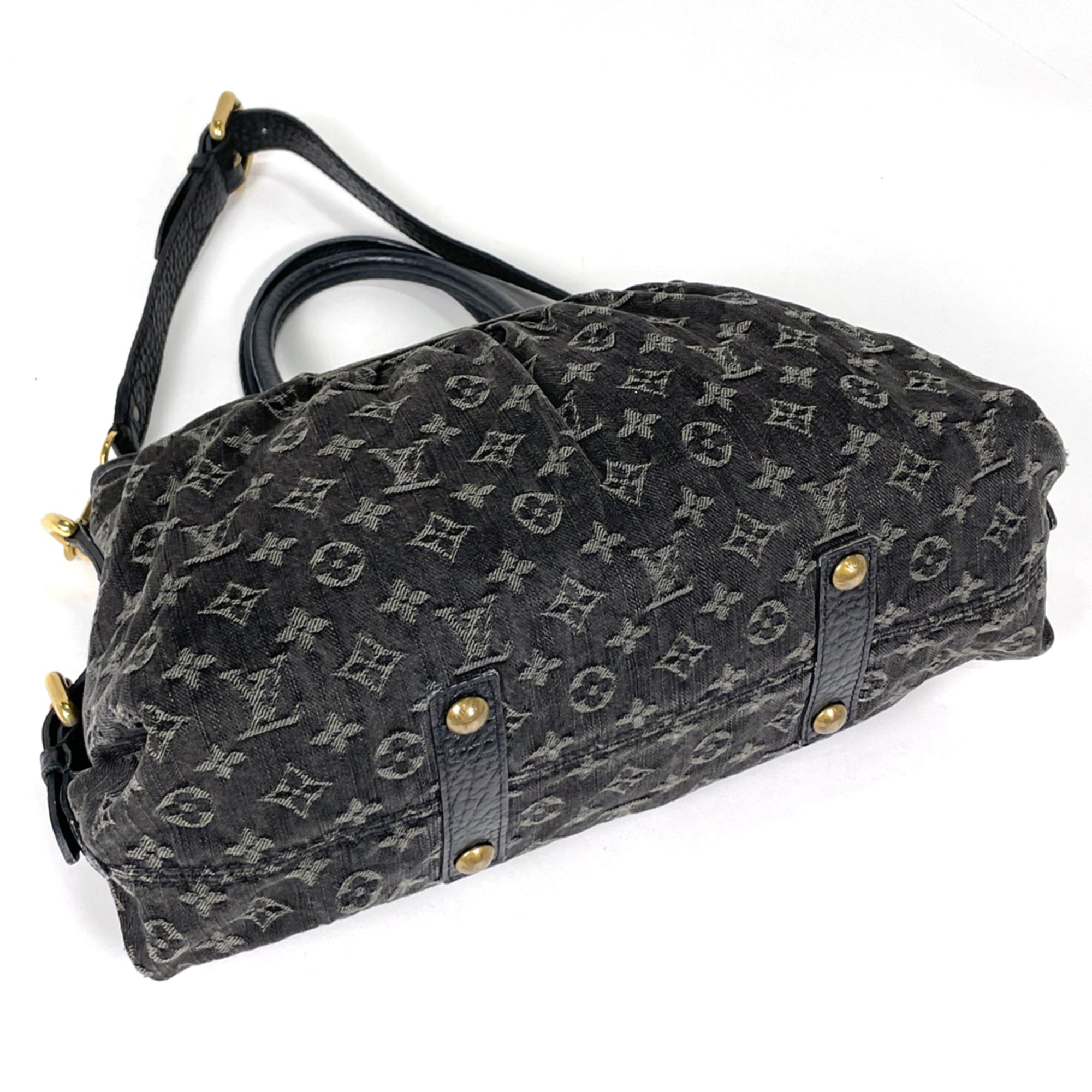 Louis Vuitton Black Noir Monogram Denim Handbag (Pre-Owned)