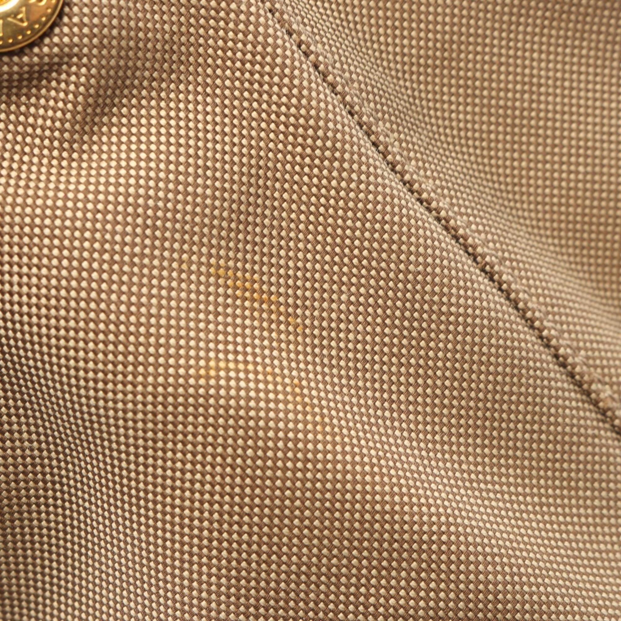 Prada Beige Brown Canvas Leather Handbag (Pre-Owned)