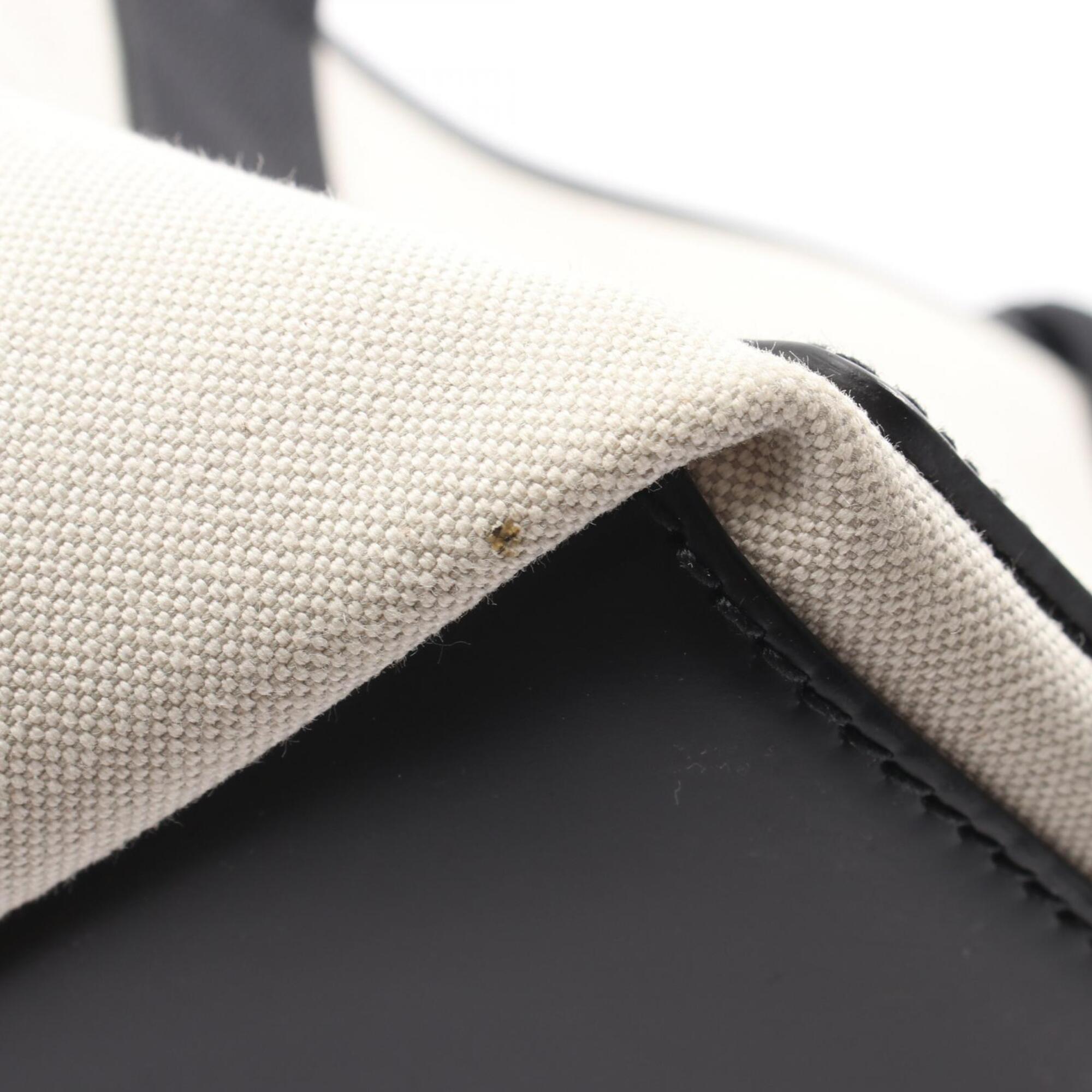 Balenciaga Black Ivory Canvas Leather Handbag Pouch Tote Bag (Pre-Owned)