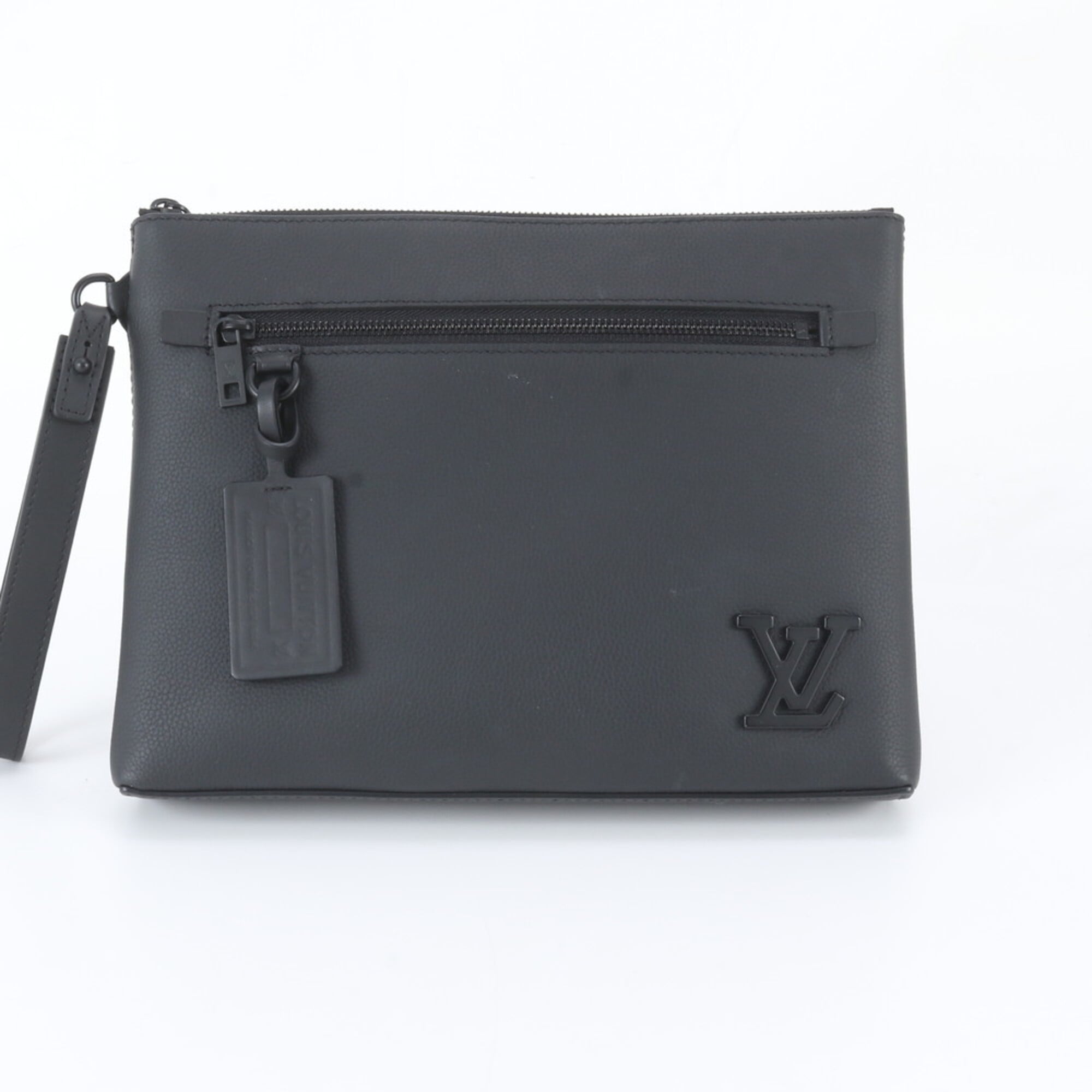 Louis Vuitton Noir Leather Clutch Bag Pochette (Pre-Owned)
