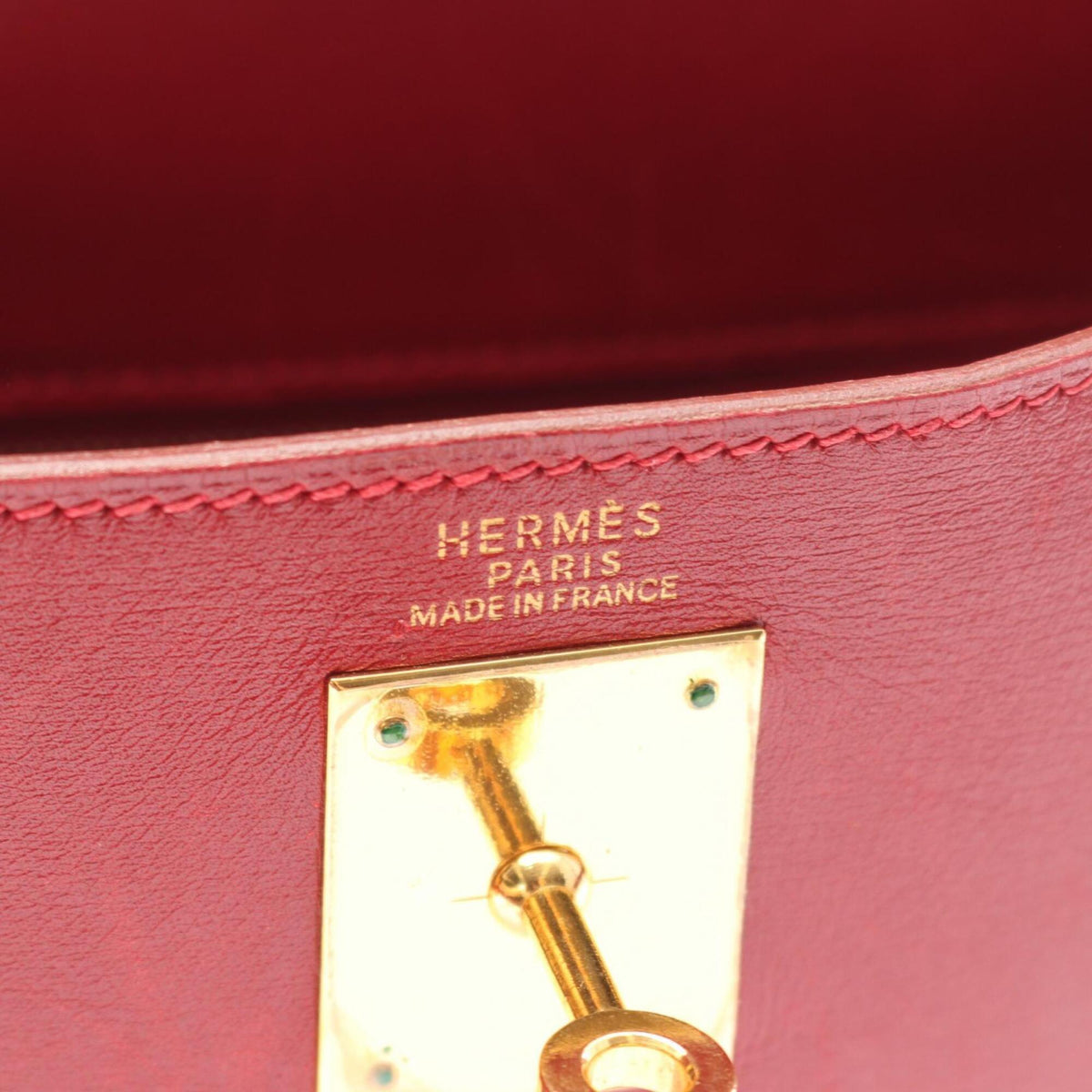 Hermes Red Color Tadelakt Leather Handbag (Pre-Owned)